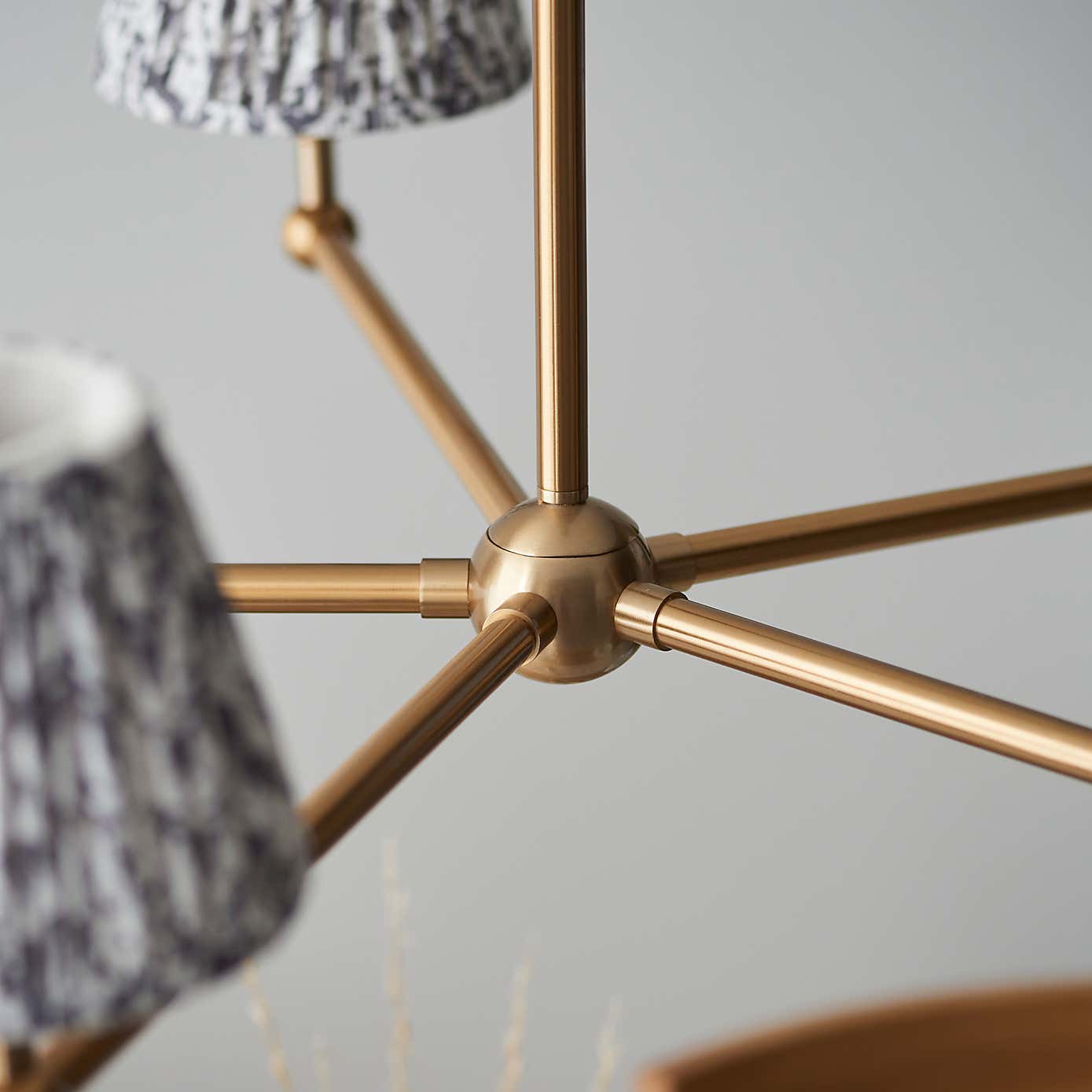 Vogue Javier 5 Light Adjustable Pendant Light with Grey Leaf Lamp Shades