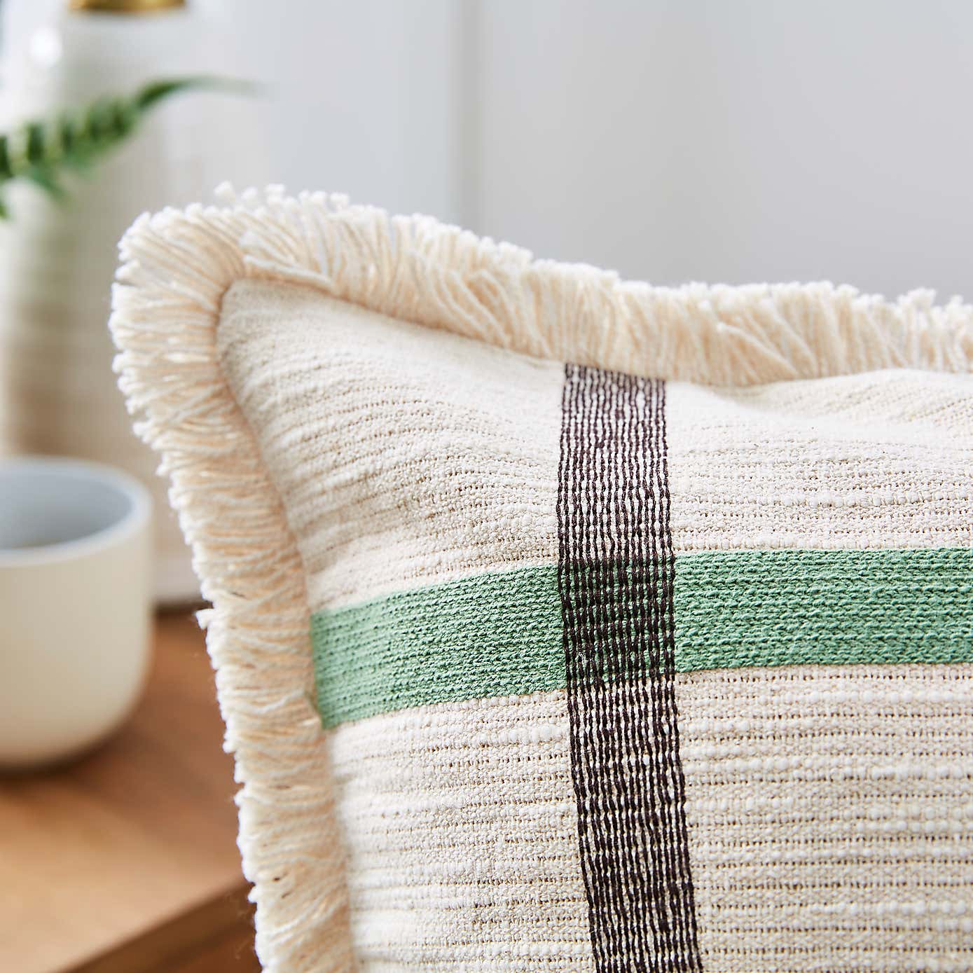 Woven Check Cotton Square Cushion