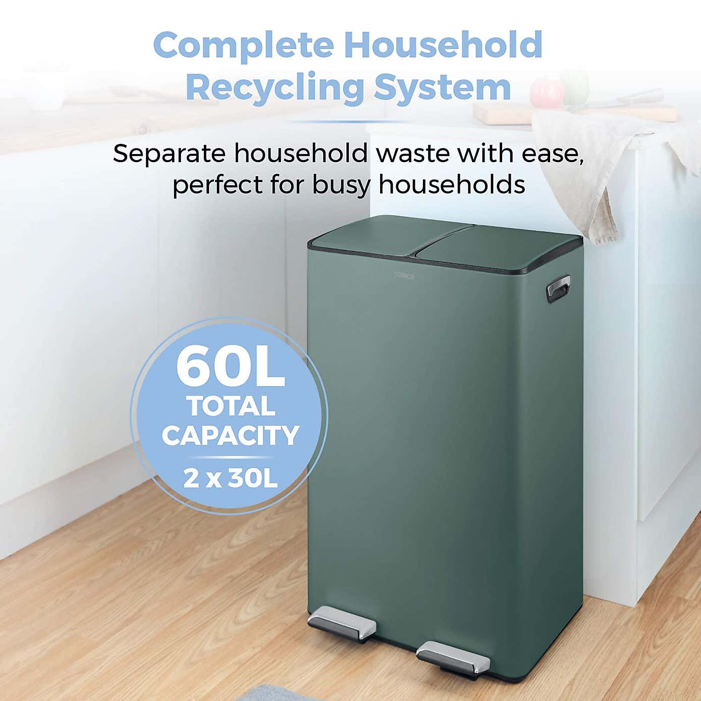 Tower 60L Recycling Pedal Bin