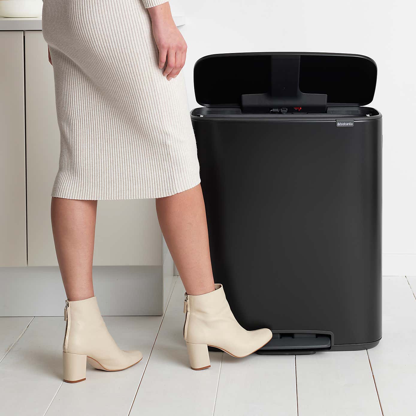 Bo Matt Black 2 x 30 Litre Pedal Bin