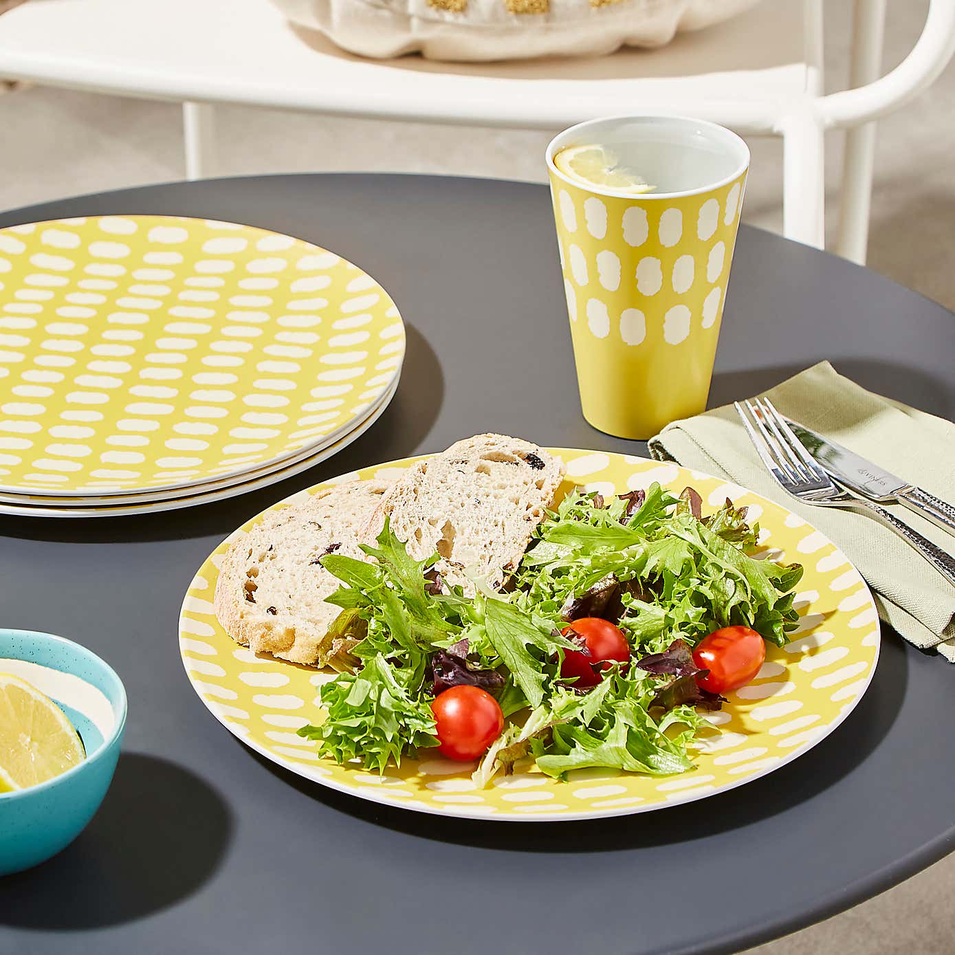 Polka Yellow Ochre Dinner Plate