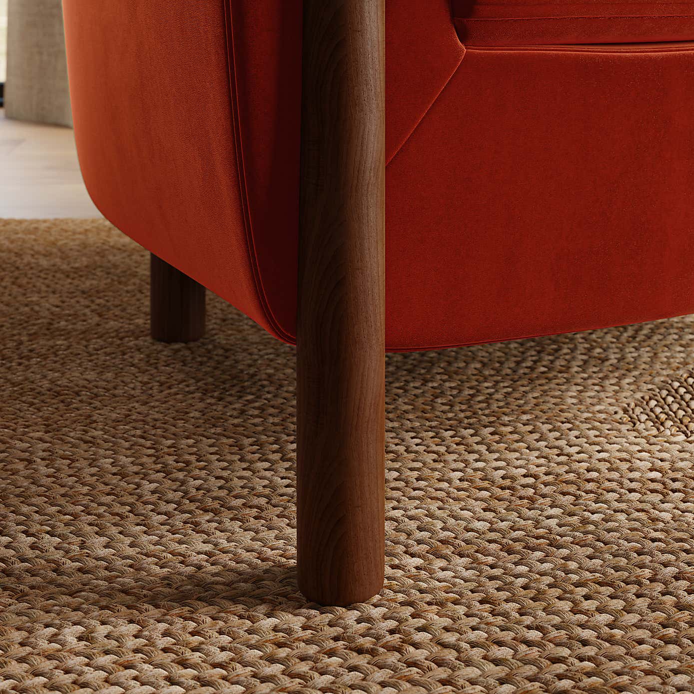 Polly Velvet Wooden Arm Tub Chair