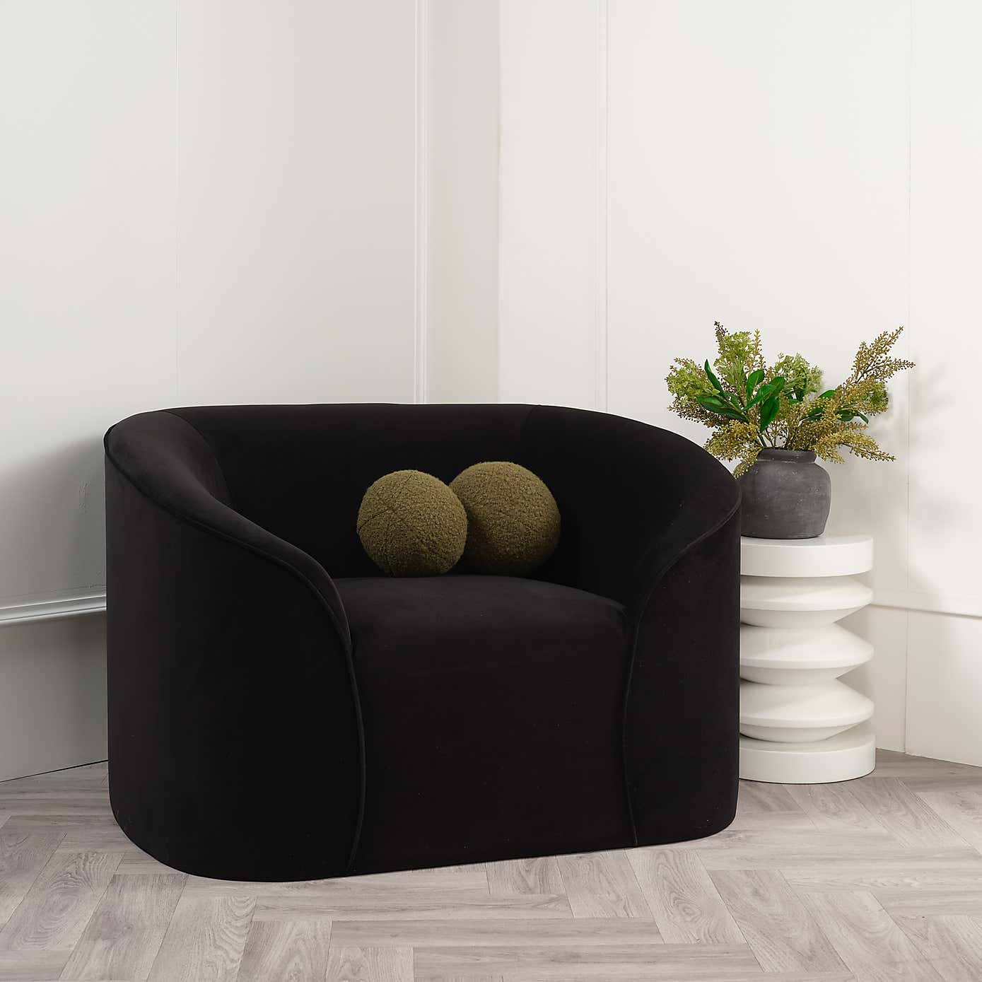 Zuma Black Velvet Occasional Armchair