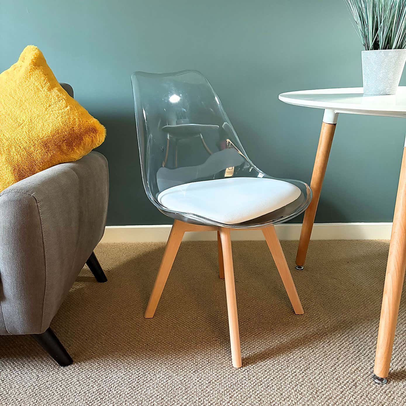 Fusion Living Soho Clear Plastic Dining Chair with Squared Legs