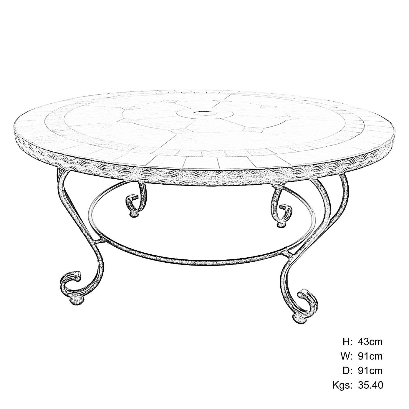 Exclusive Garden Memphis Round Coffee Table with 4 Westfield Lounge Chairs