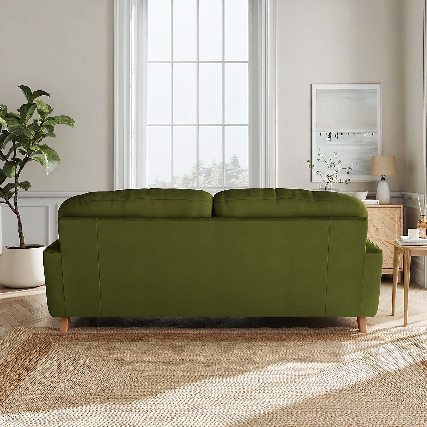 Martha Matte Plush Velvet 3 Seater Sofa