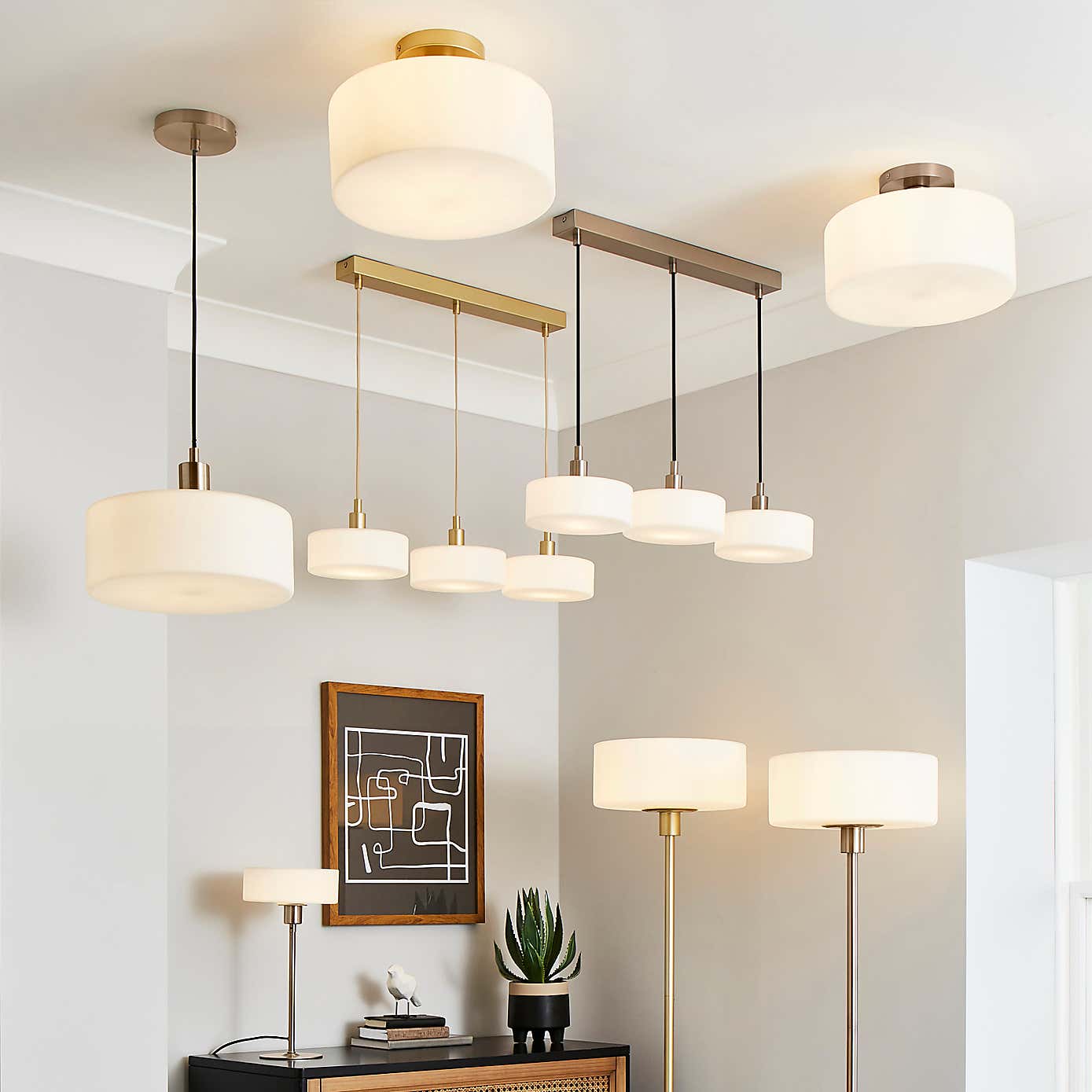 Amelie Opal Glass Flush Ceiling Fitting