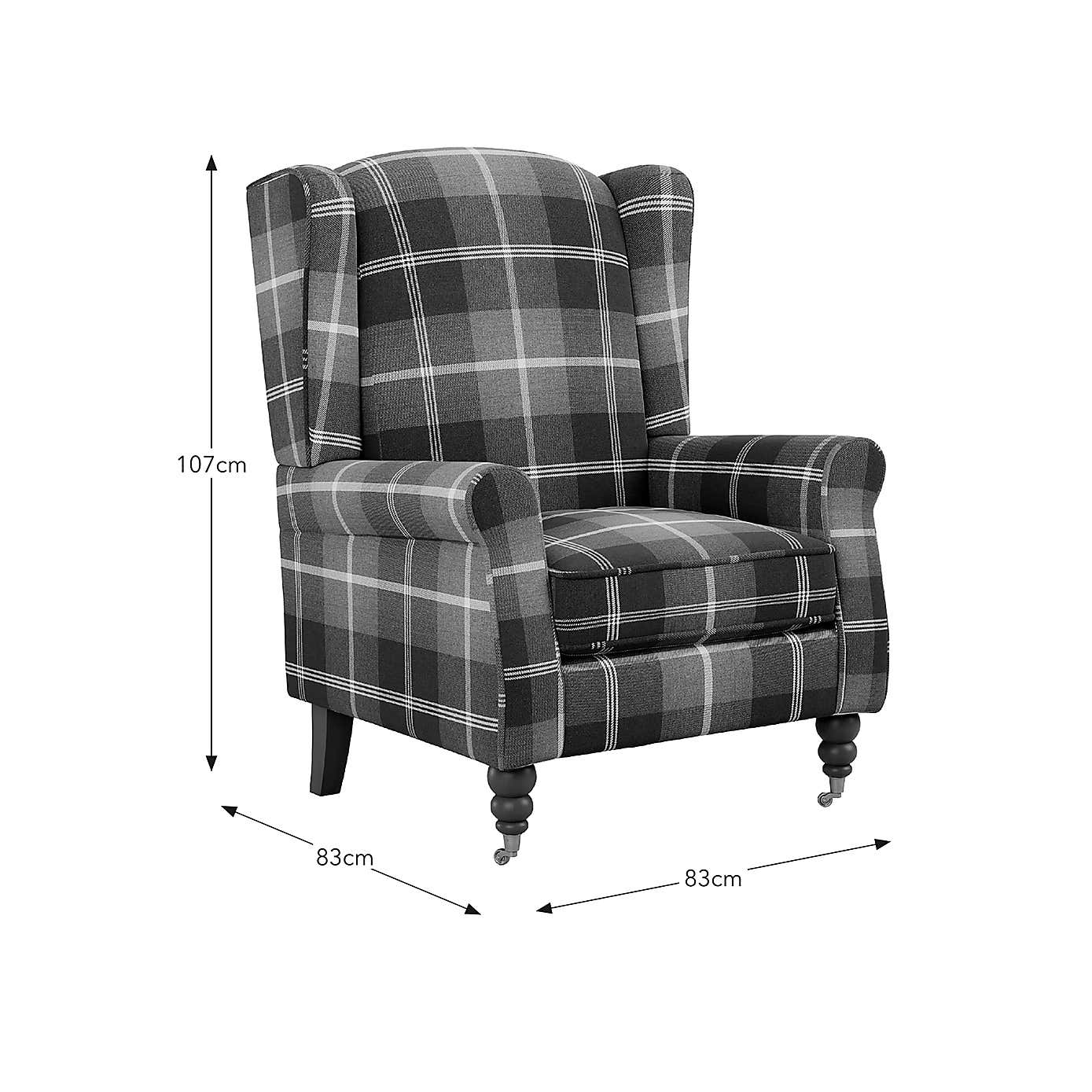Oswald Grande Check Wingback Armchair