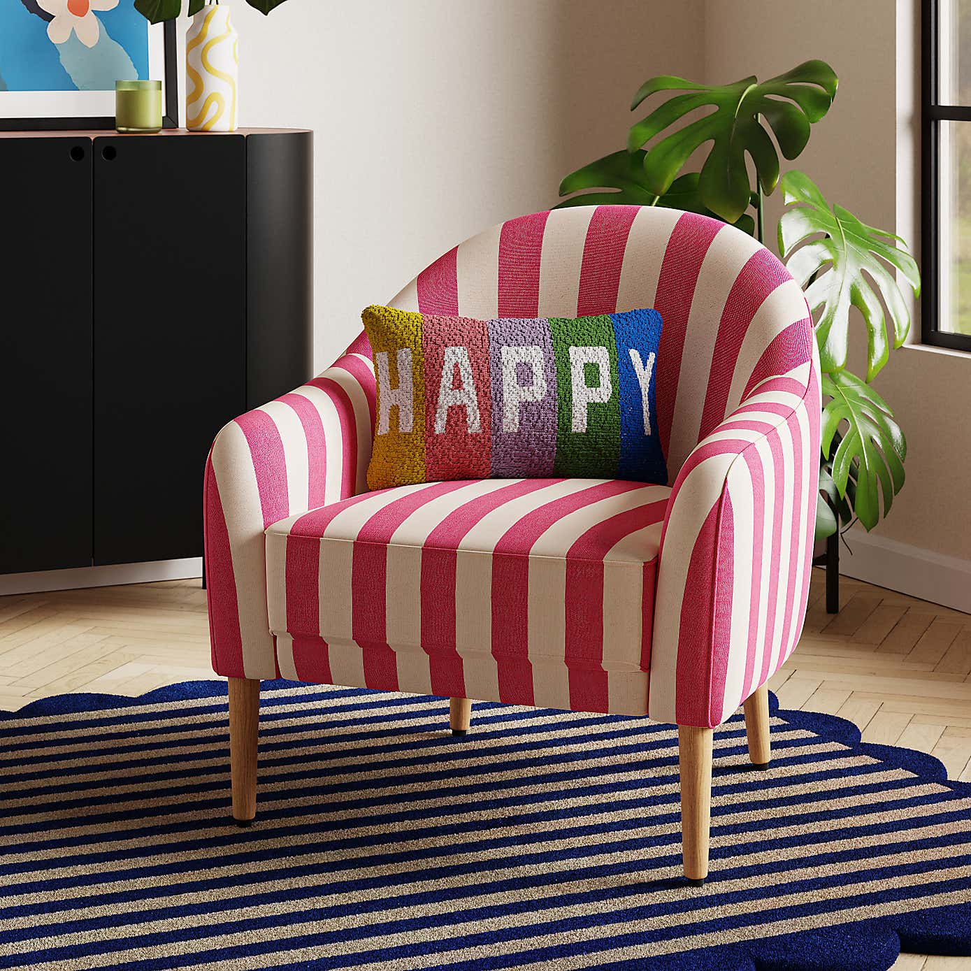 Kaspar Woven Stripe Tub Chair