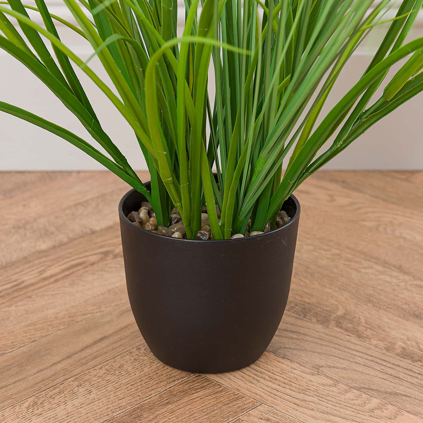 Artificial Grass in Black Plastic Plant Pot