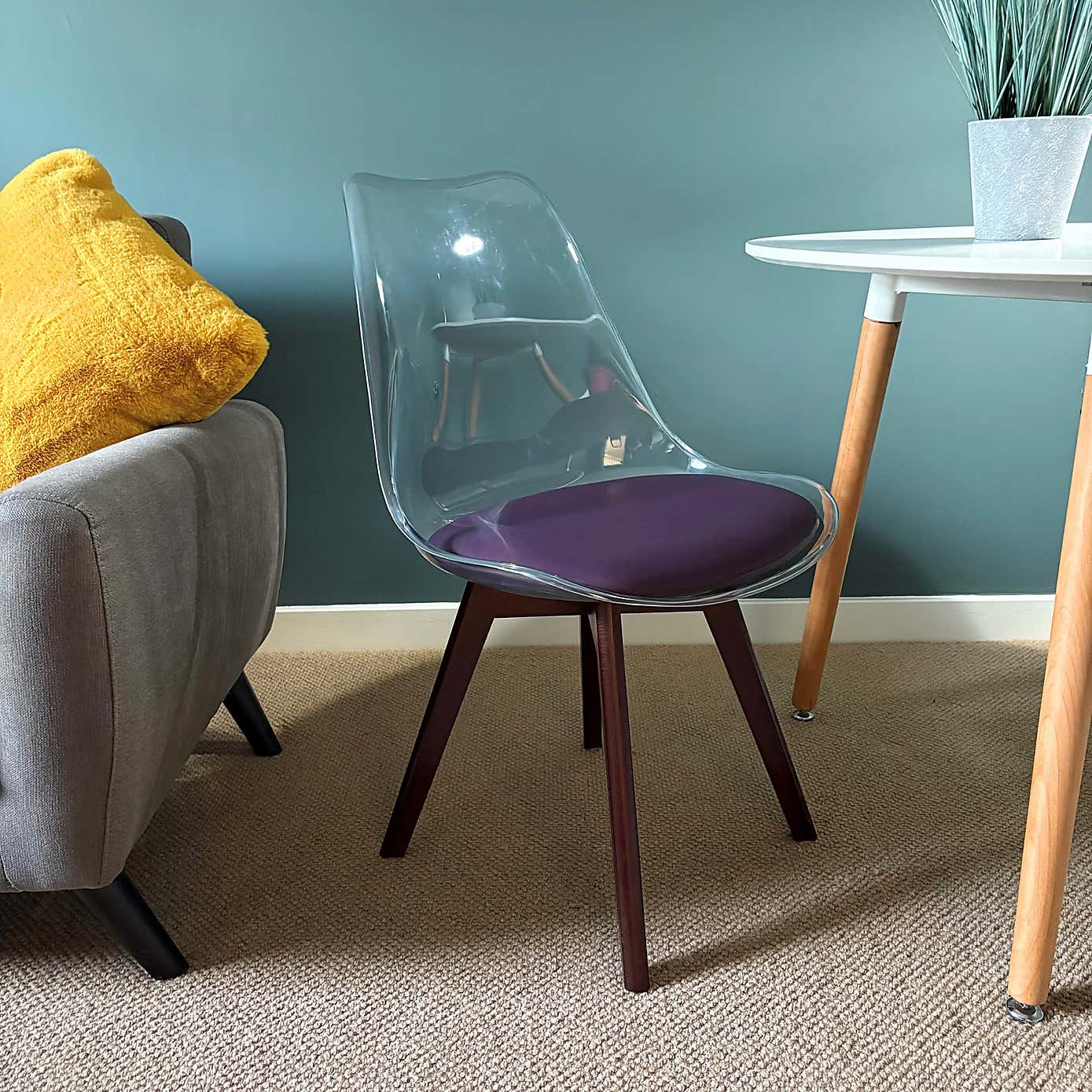 Fusion Living Soho Clear Plastic Dining Chair with Squared Legs