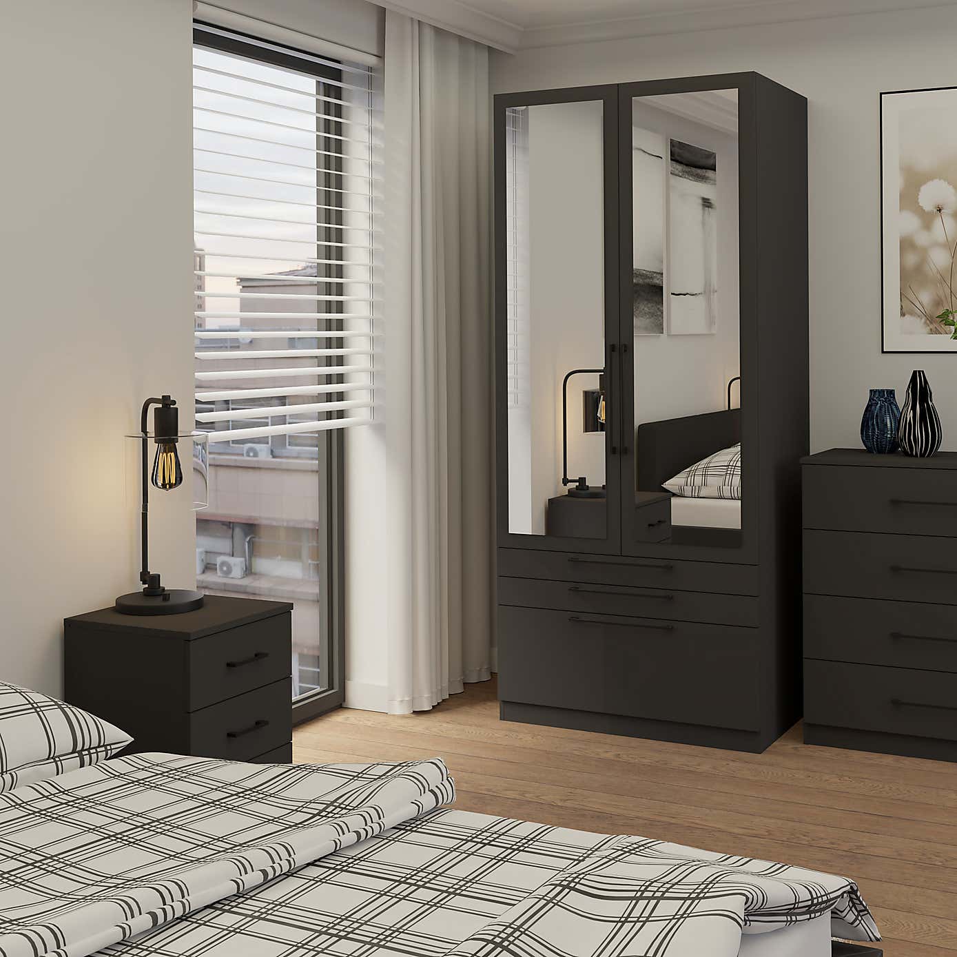 Foster Double 3 Drawer Wardrobe