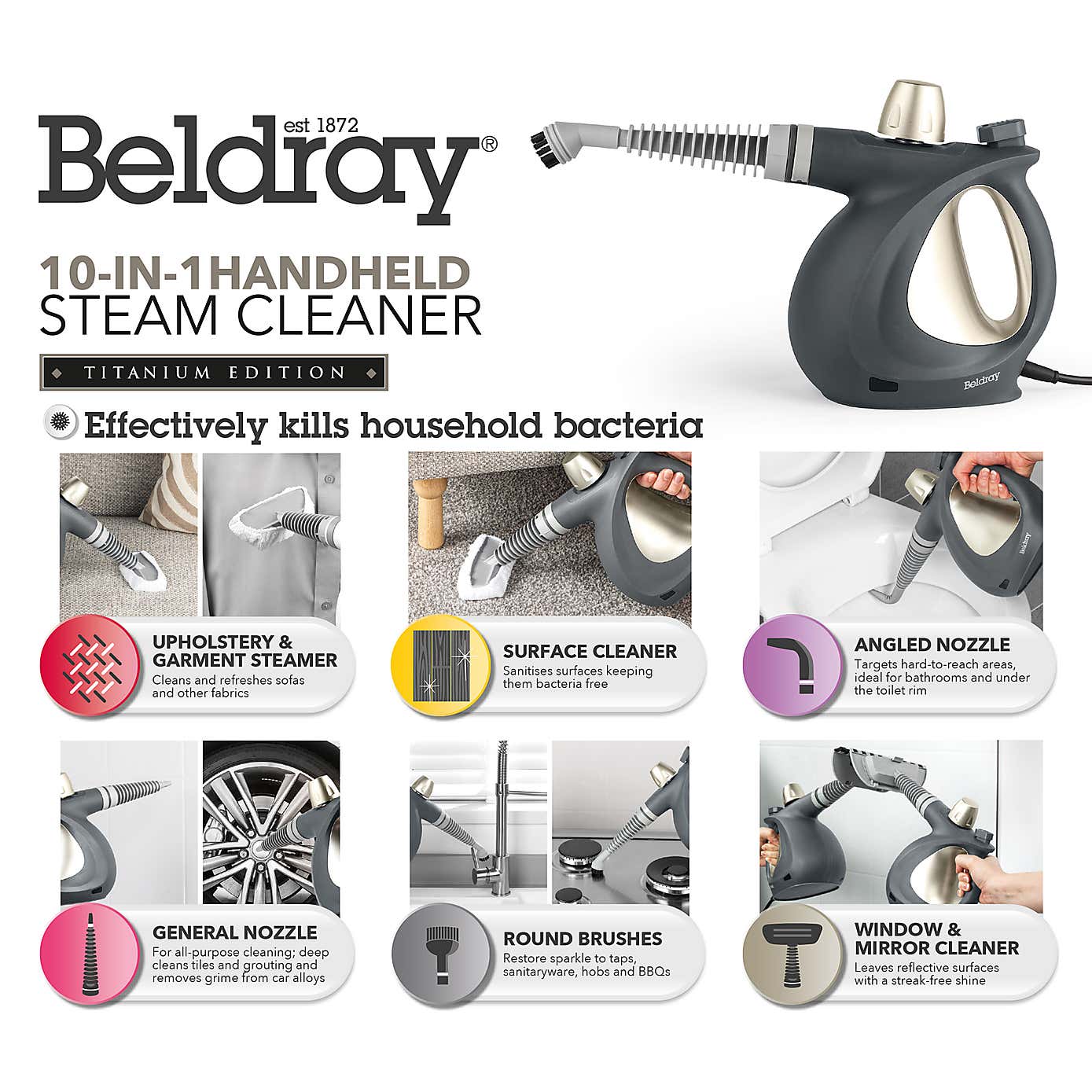 Beldray 10 in 1 Handheld Steam Cleaner