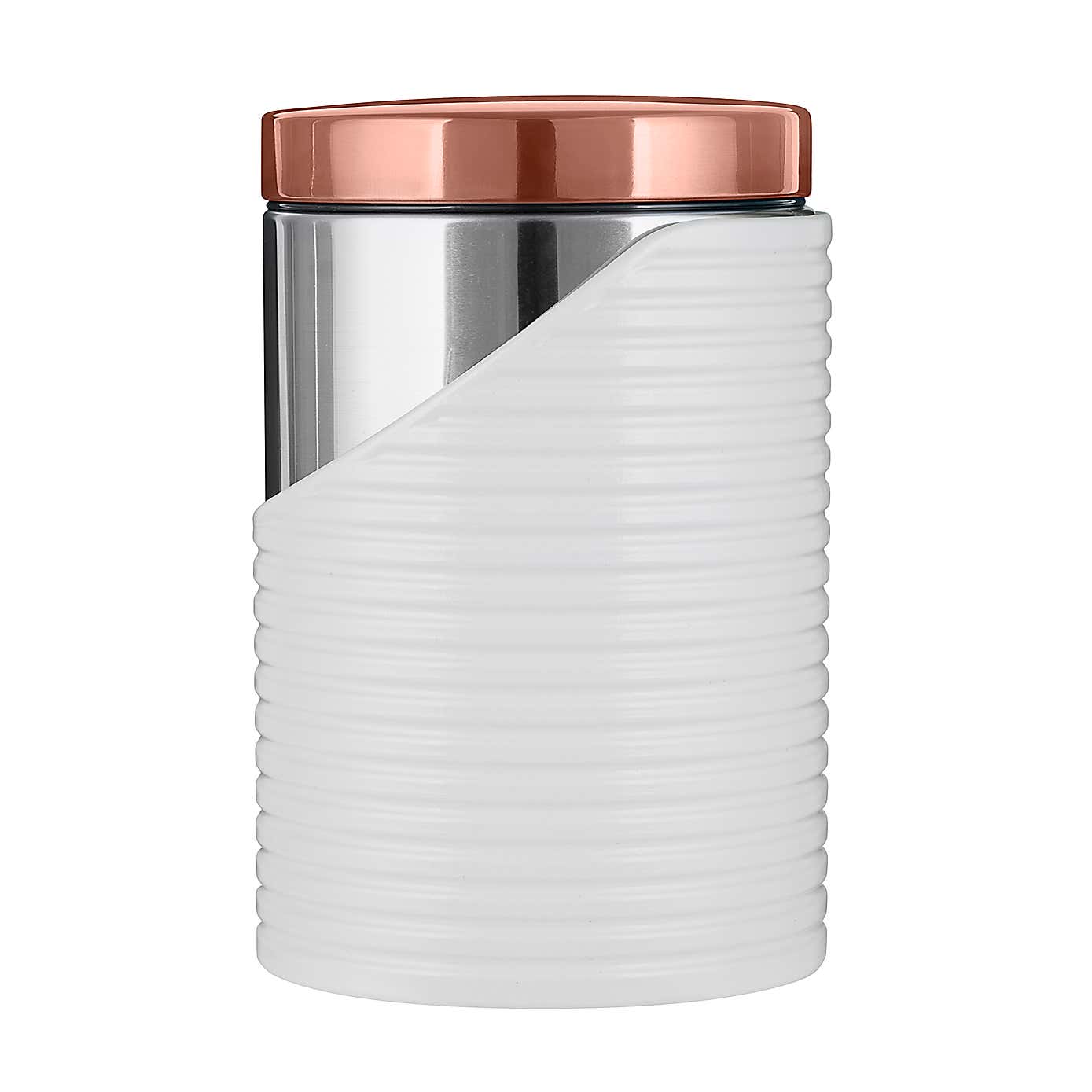 Linear White and Rose Gold Set of 3 Canisters