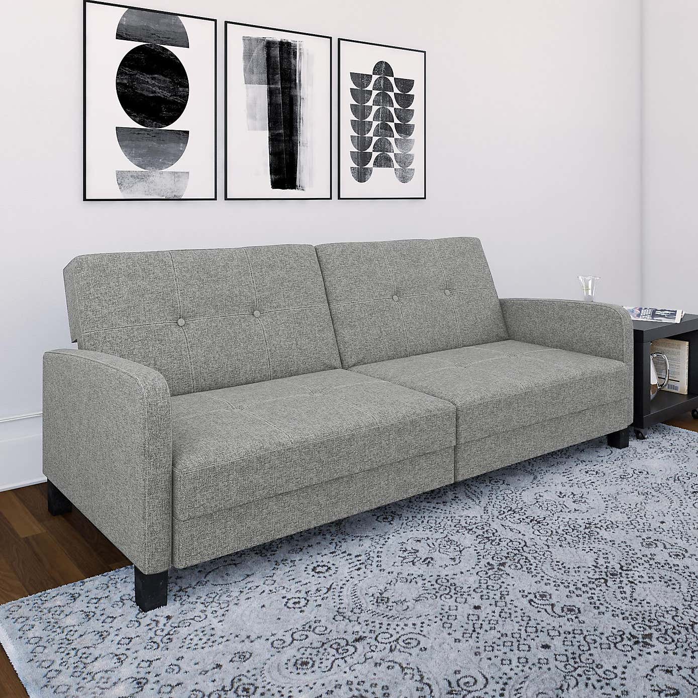 Boston Linen Grey Double Sofa Bed