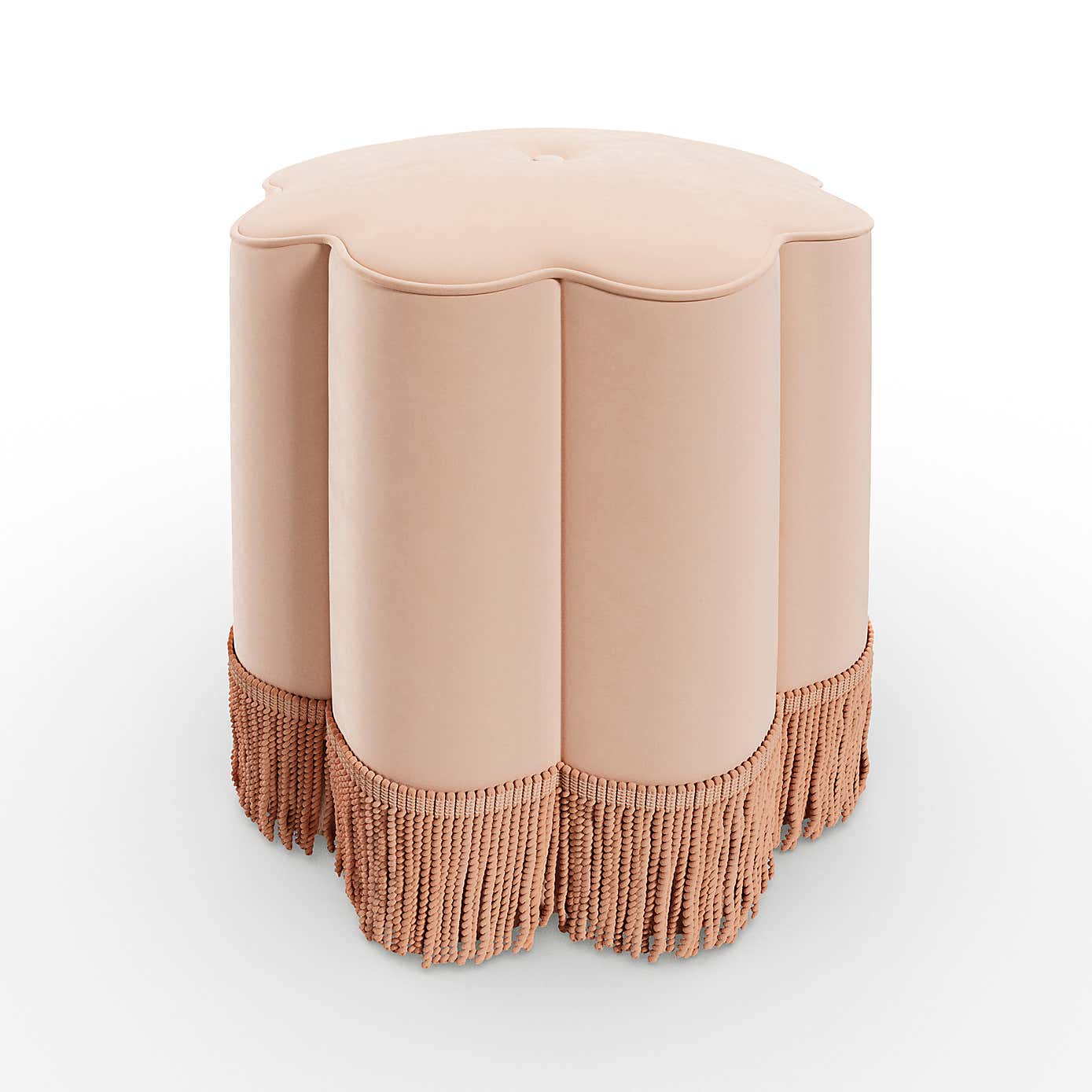 Flower Tassel Velvet Footstool