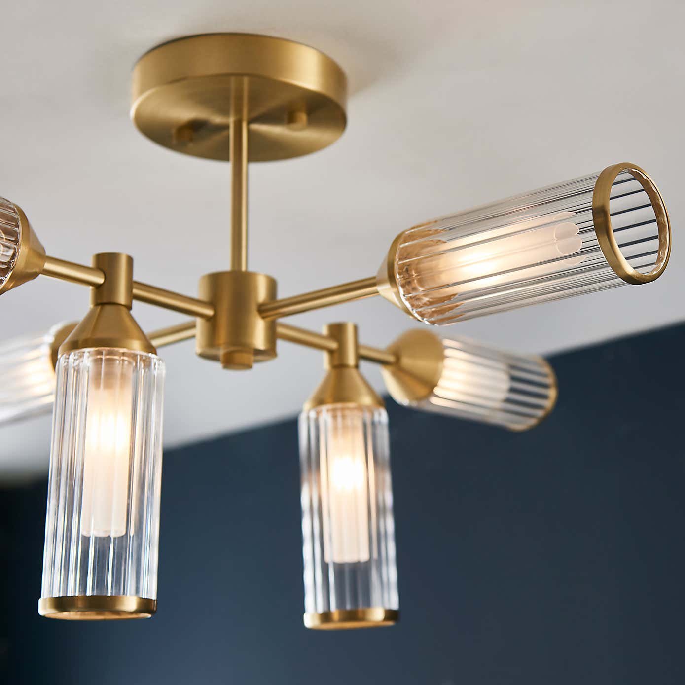 Vogue Bailey Art Deco 6 Light Semi Flush Ceiling Light
