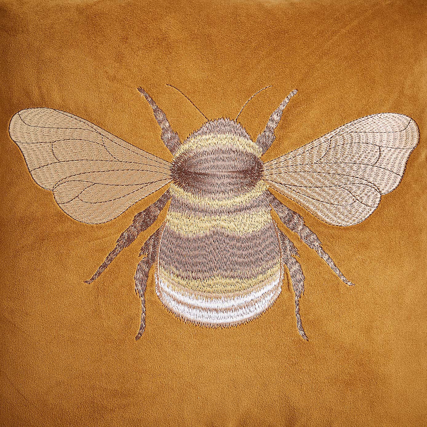 Embroidered Bee Square Cushion