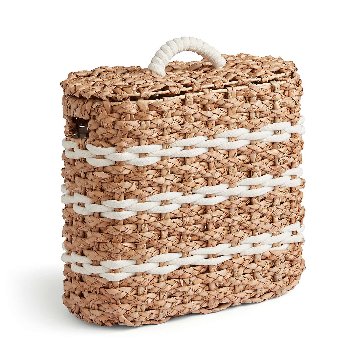 Rope Stripe Storage Basket with Lid