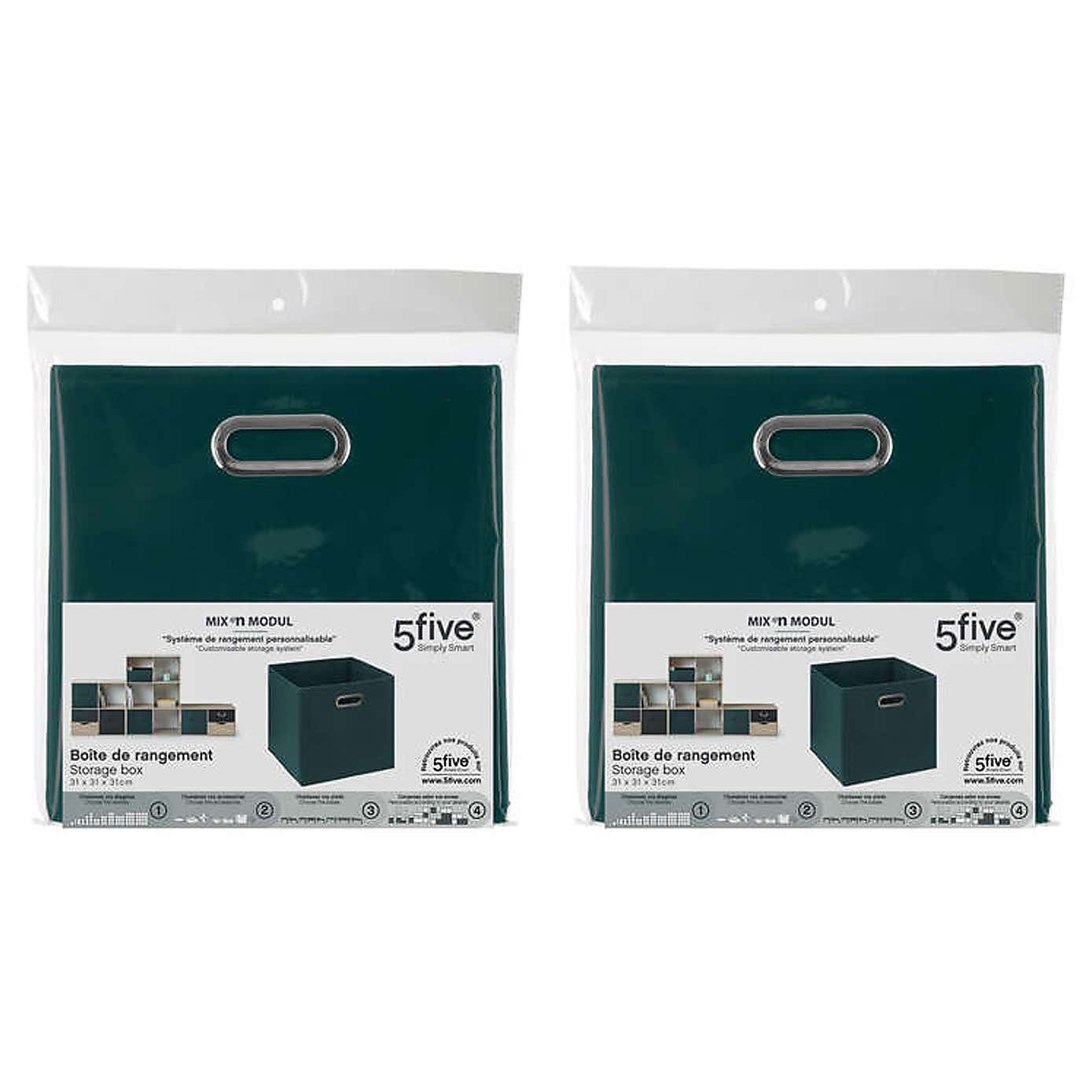 Mix and Modul Set of 2 Linen Effect Cube Storage Boxes