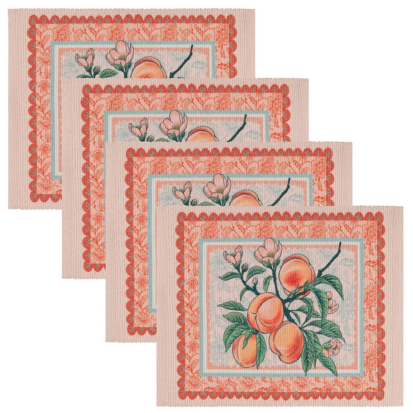 Furn Set of 4 Anemone Peaches Placemats