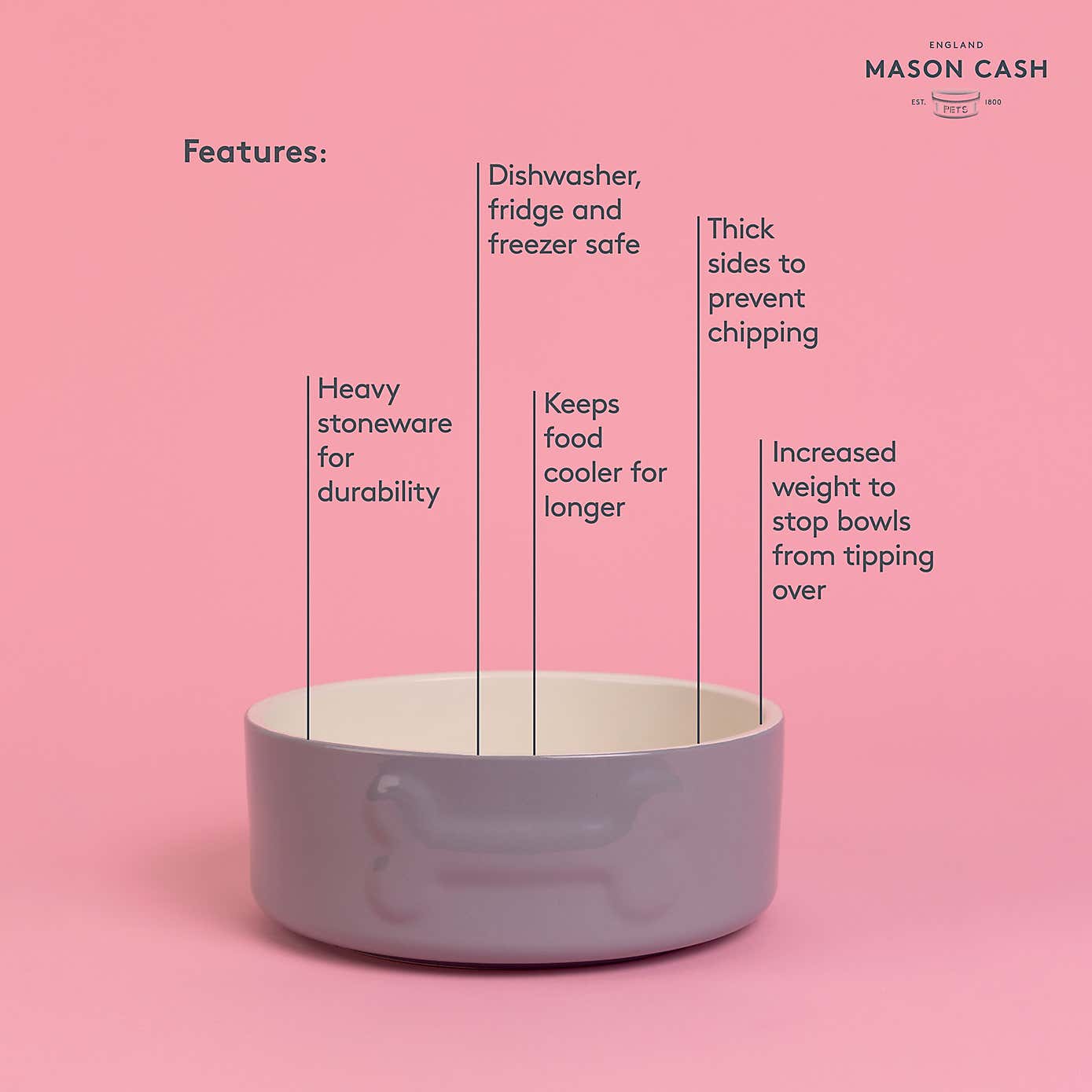 Mason Cash Set of 2 Bone Dog Bowls