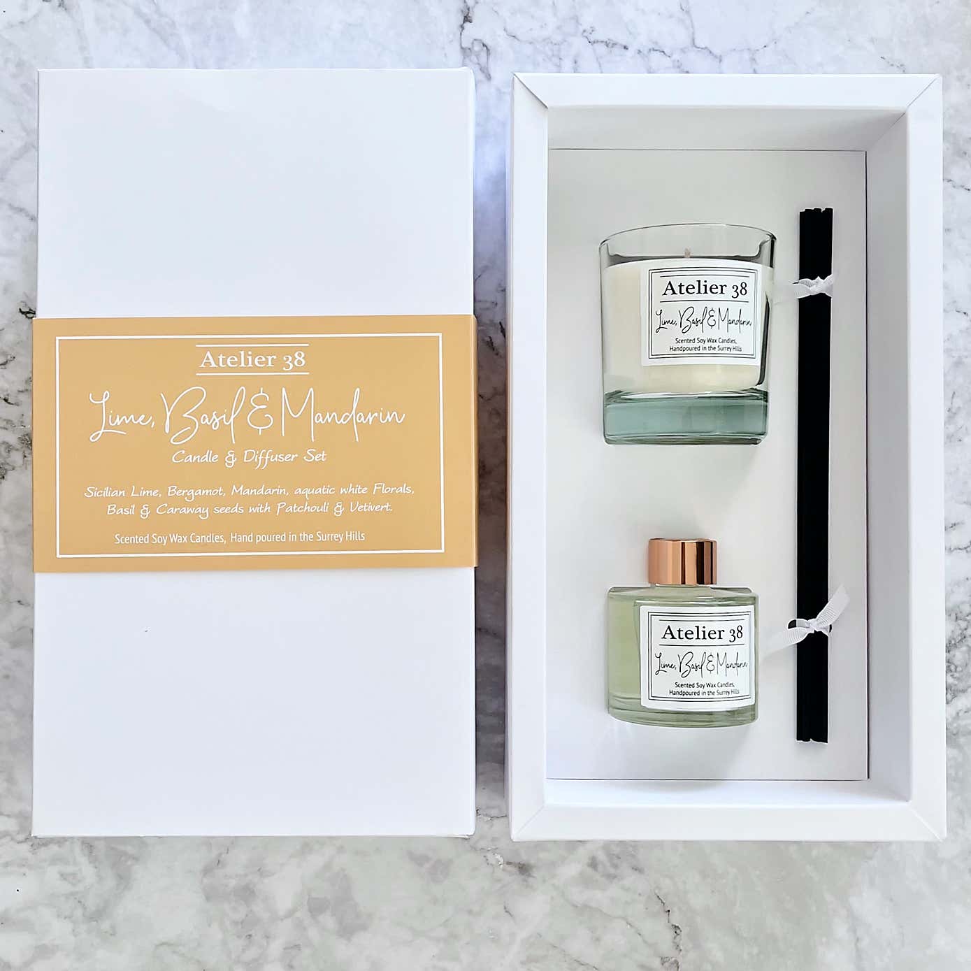Atelier 38 Lime Basil & Mandarin Candle and Diffuser Gift Set