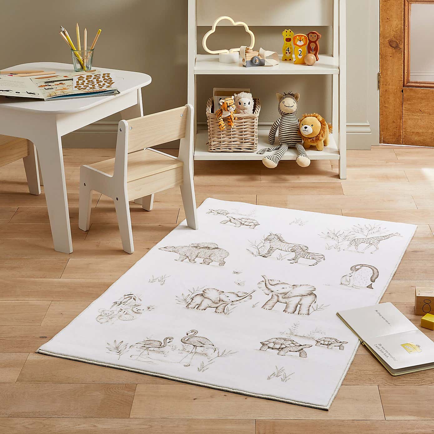 Kids Faux Fur Safari Washable Rug