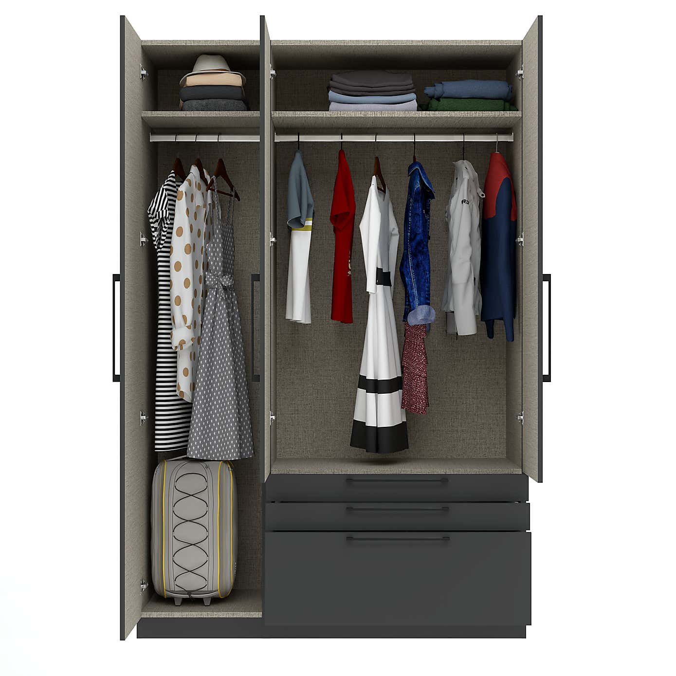 Foster Triple 3 Drawer Wardrobe