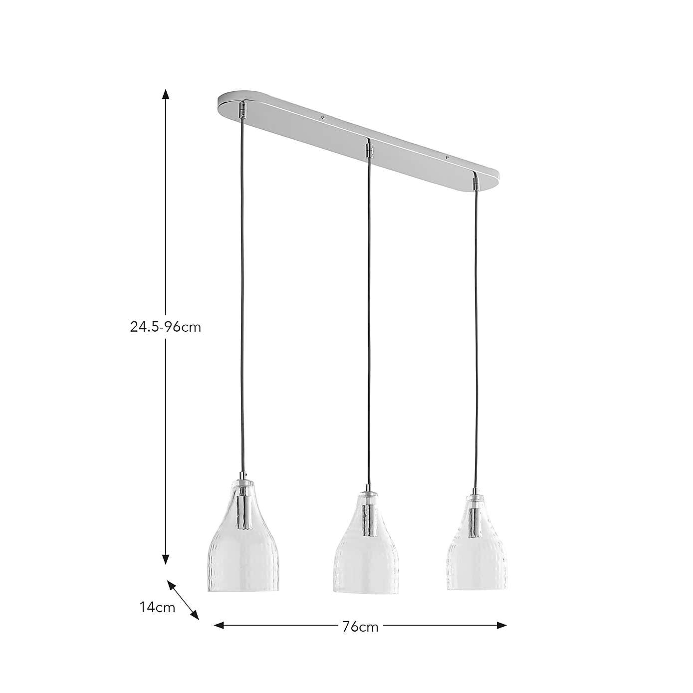 Hannam Recycled Glass 3 Light Diner Ceiling Fitting