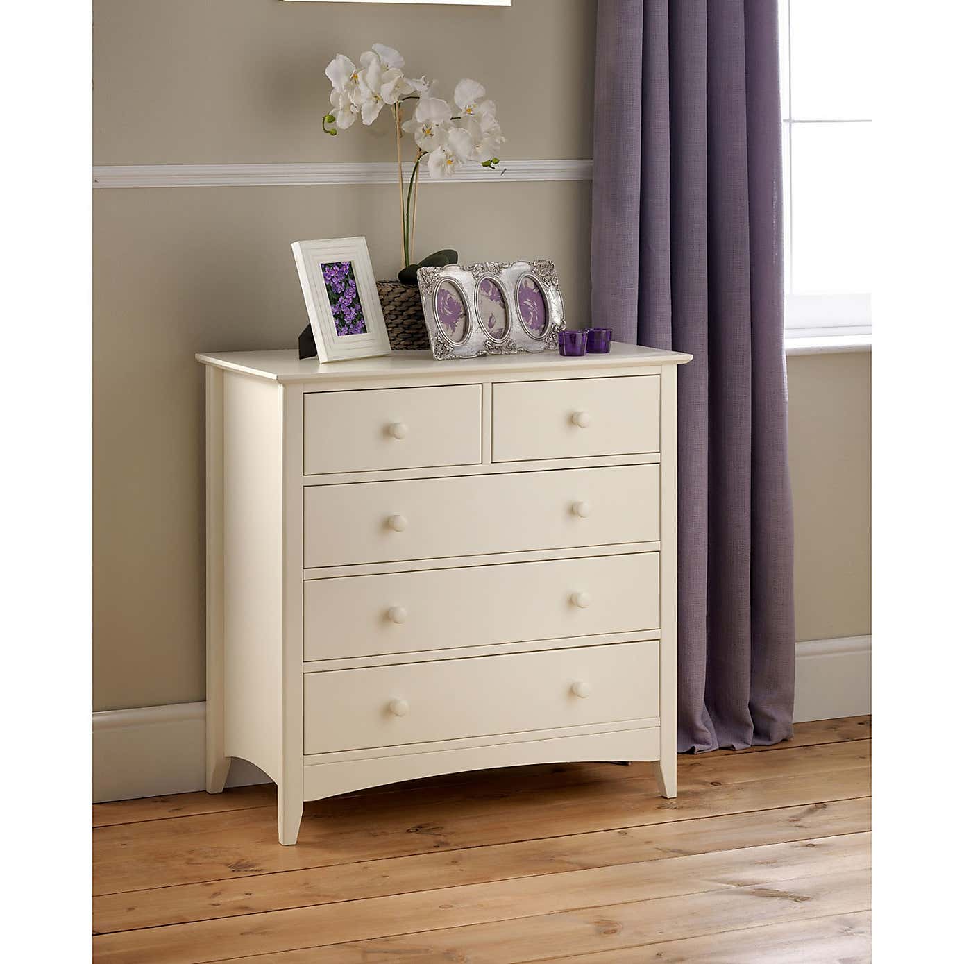 Cameo Stone White 5 Drawer Chest