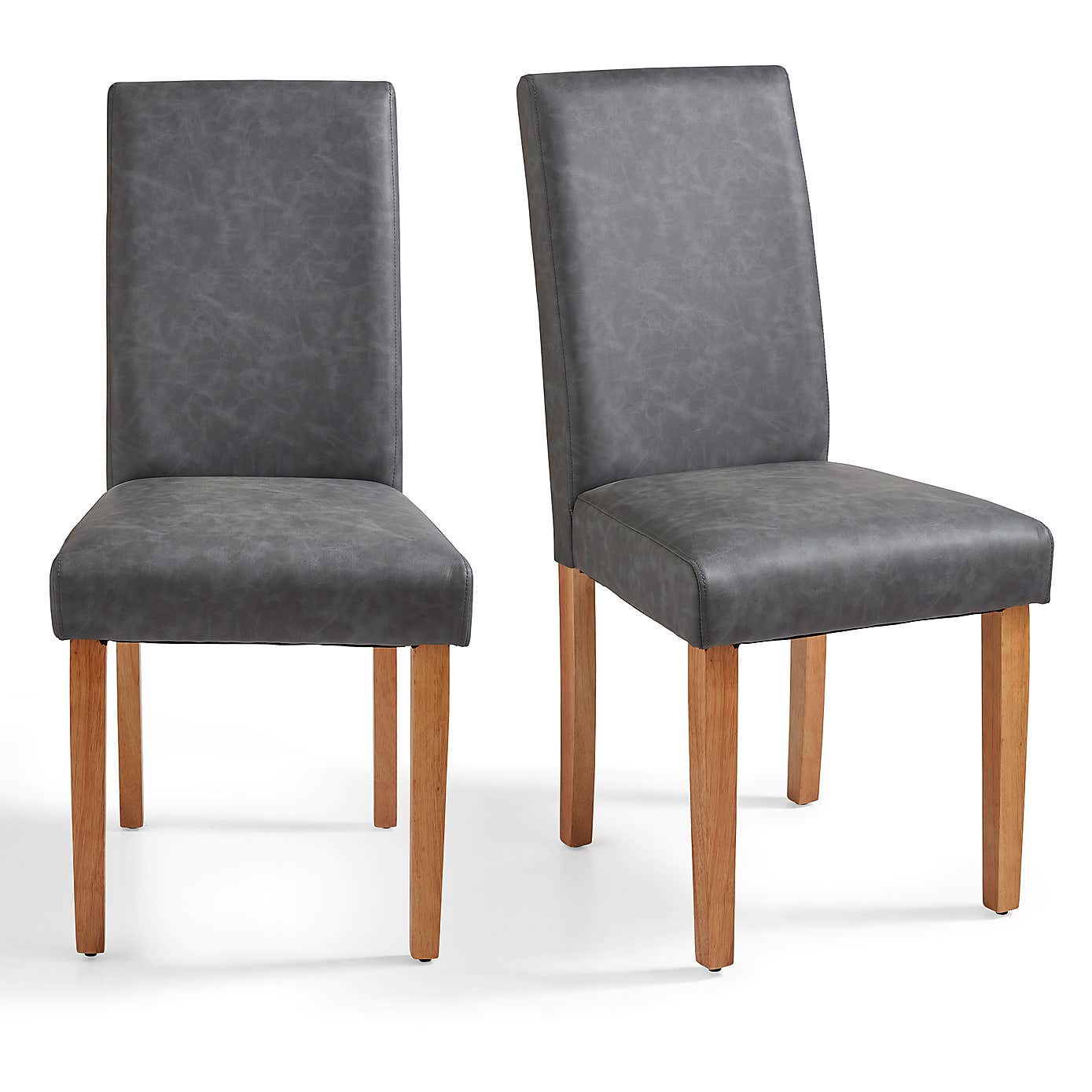 Hugo Set of 2 Dining Chairs, Distressed Faux Leather