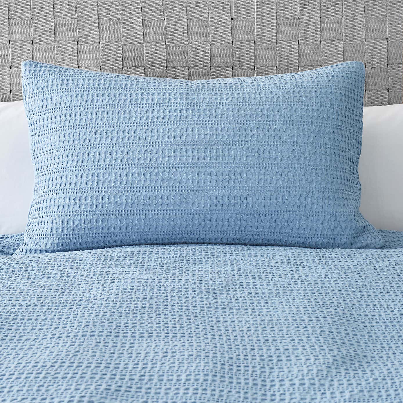 Amberley Waffle Cotton Silver Duvet Cover and Pillowcase Set