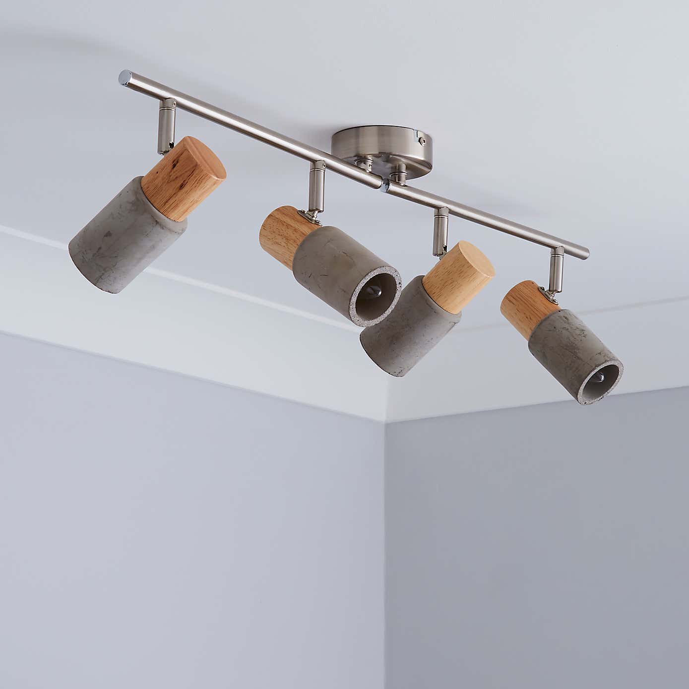 Inka 4 Light Concrete Wood Spotlight Bar