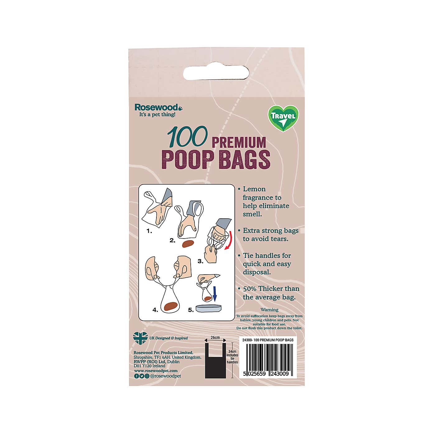 Rosewood Pack of 100 Premium Doggy Bags