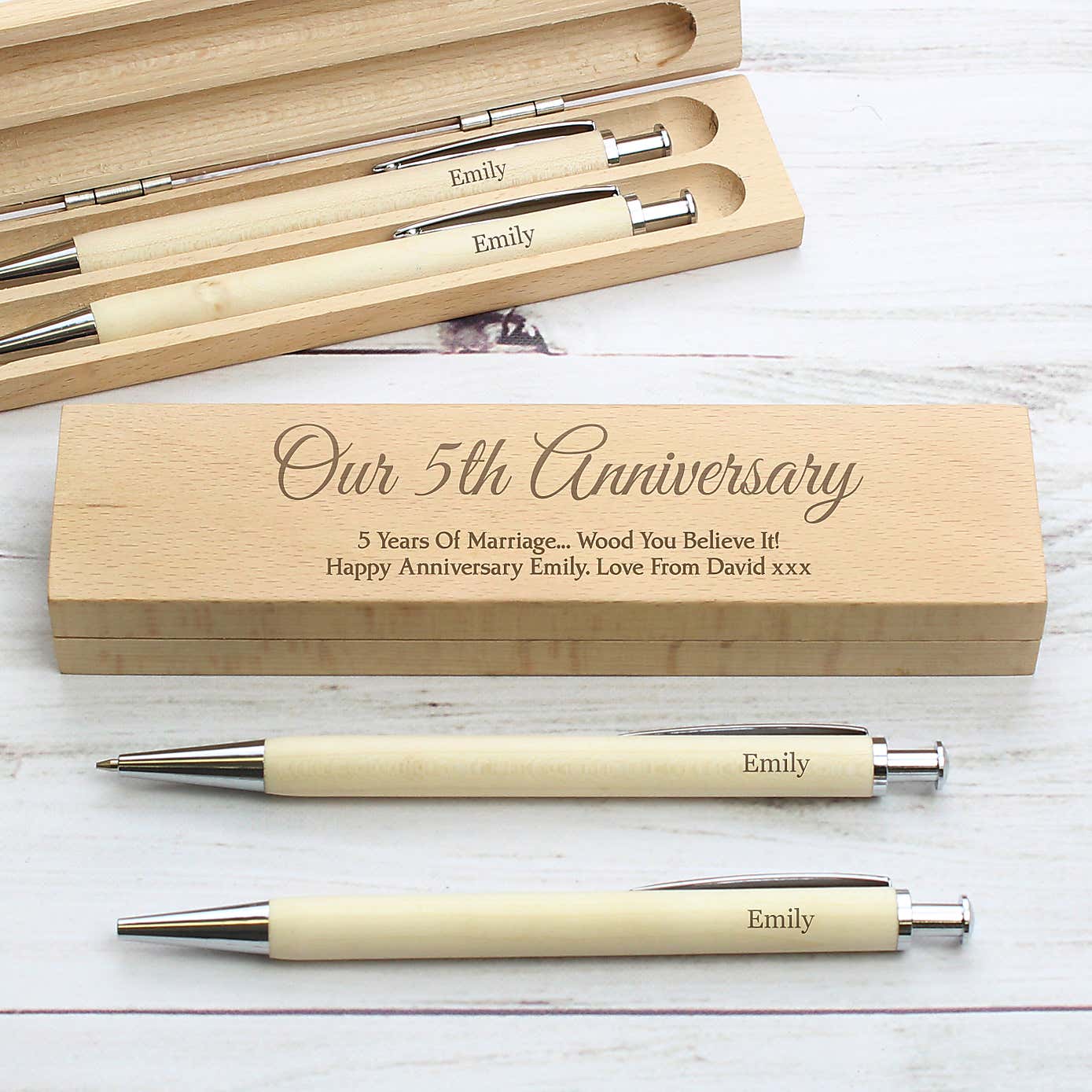 Personalised Any Message Wooden Pen and Pencil Box Set