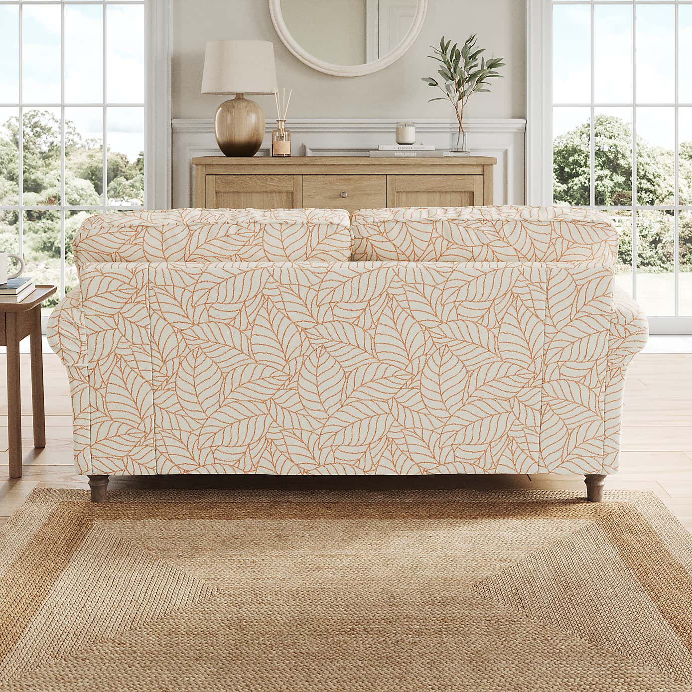 Flori 2 Seater Sofa, Leaf Print Fabric