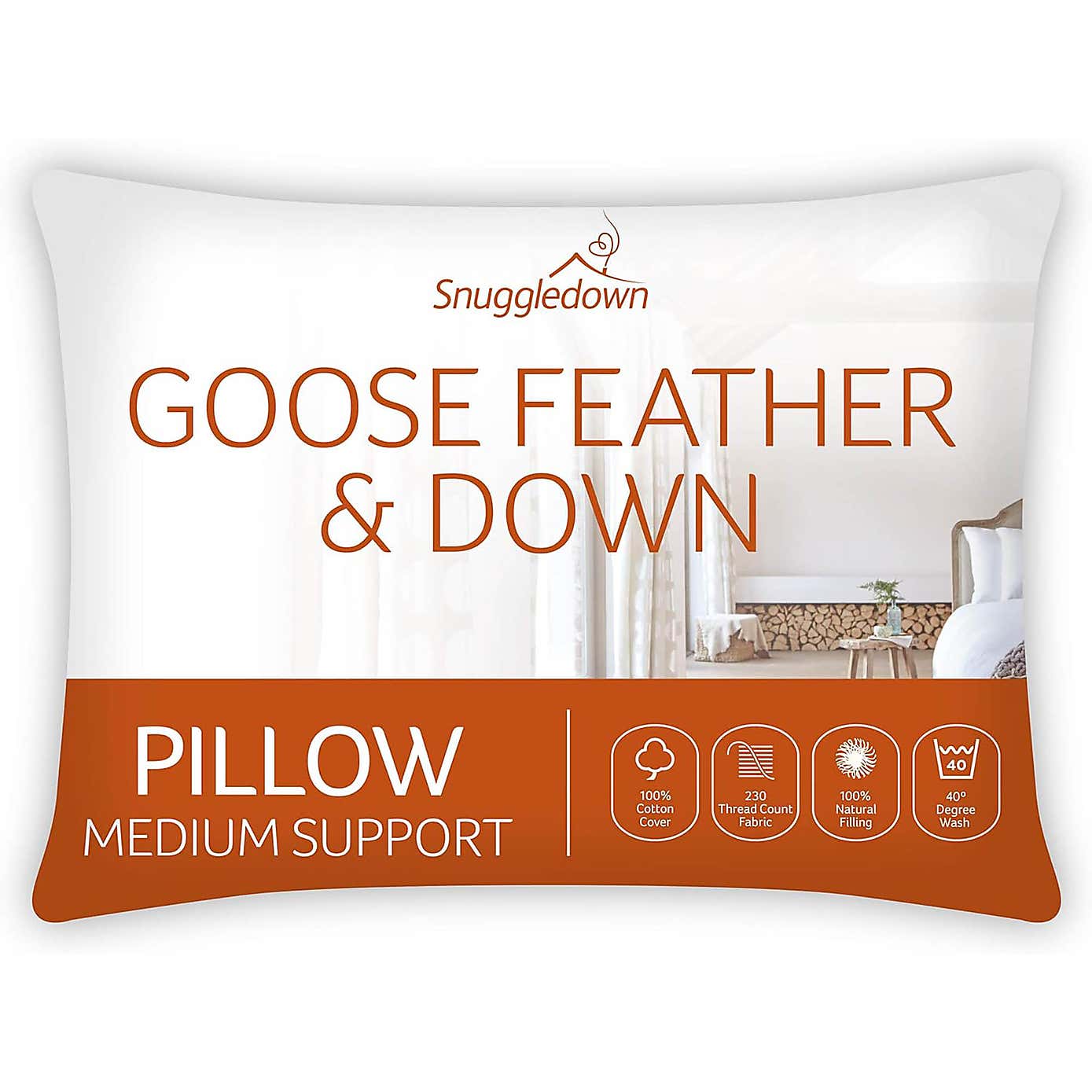 Snuggledown Hotel Goose Feather and Down Back Sleeper Pillow