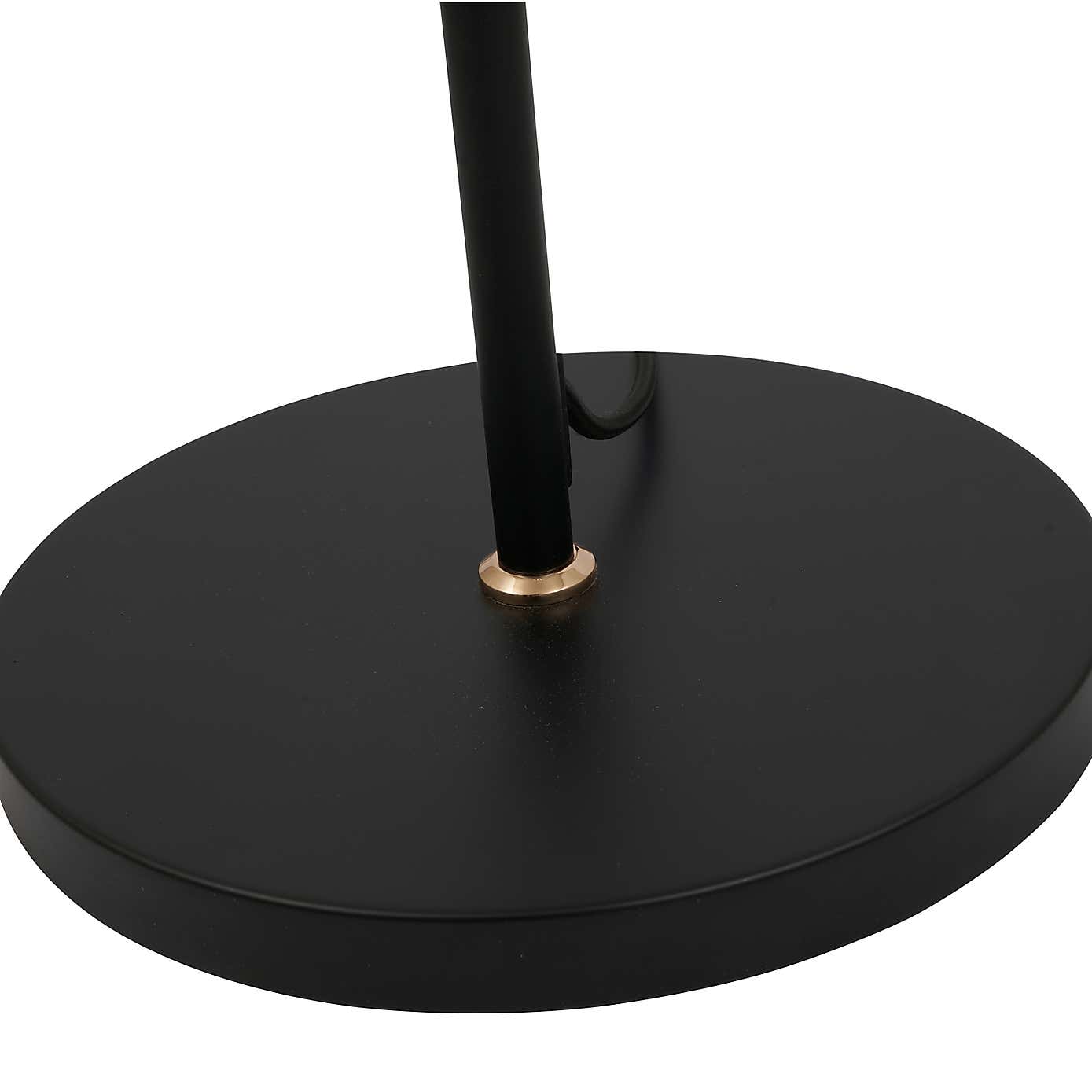 Blair Smoke Glass Ball and Black Metal Floor Lamp