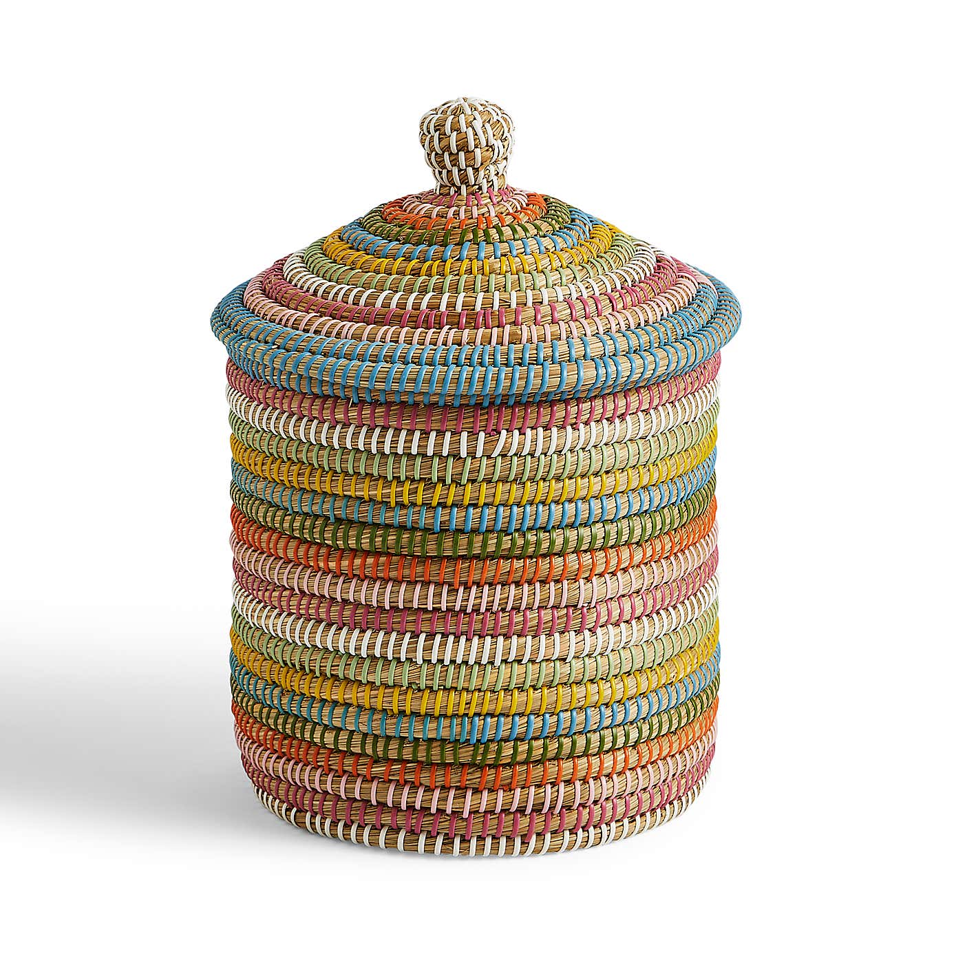 Rainbow Seagrass Storage Basket with Lid