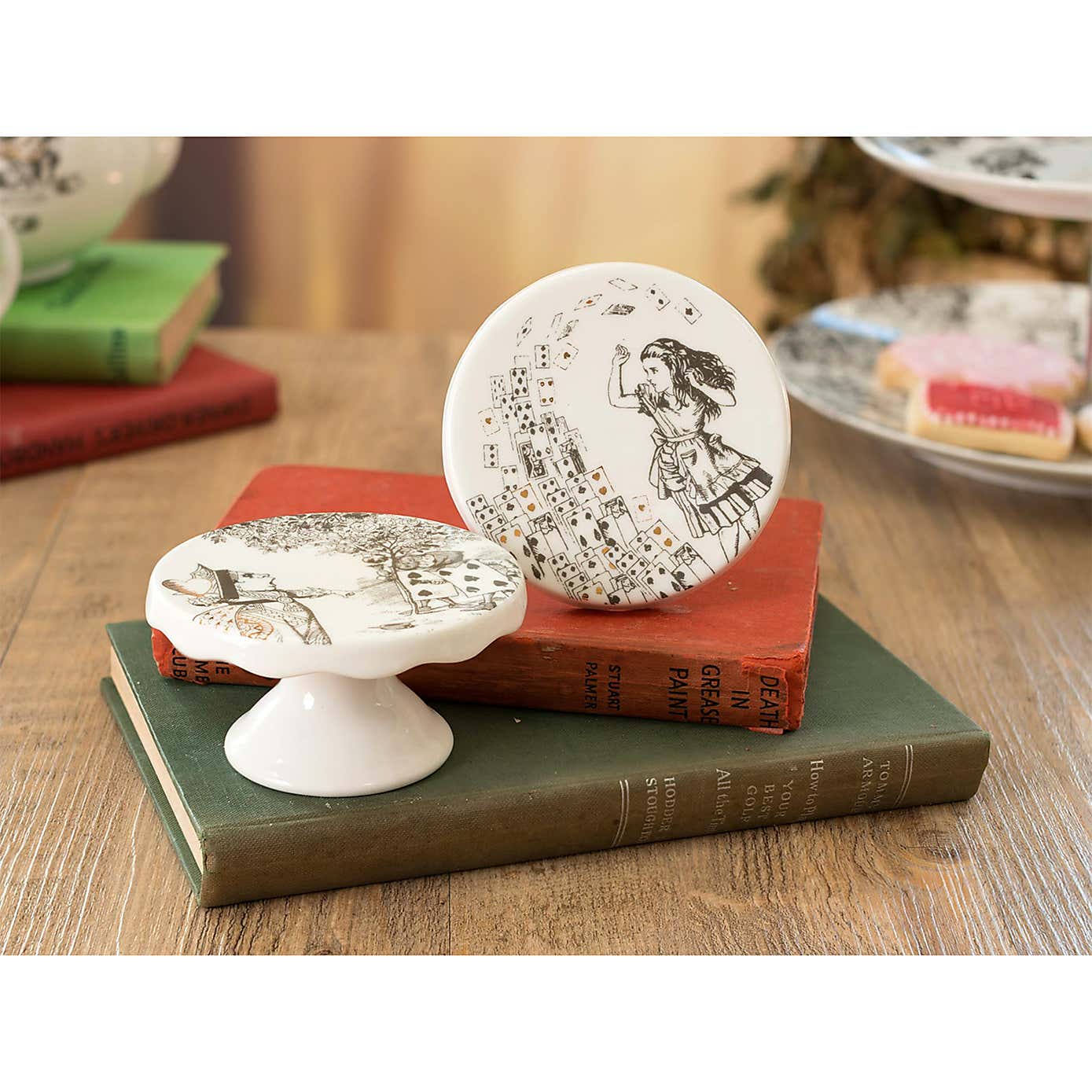 Alice in Wonderland Set of 2 Mini Cake Pedestals