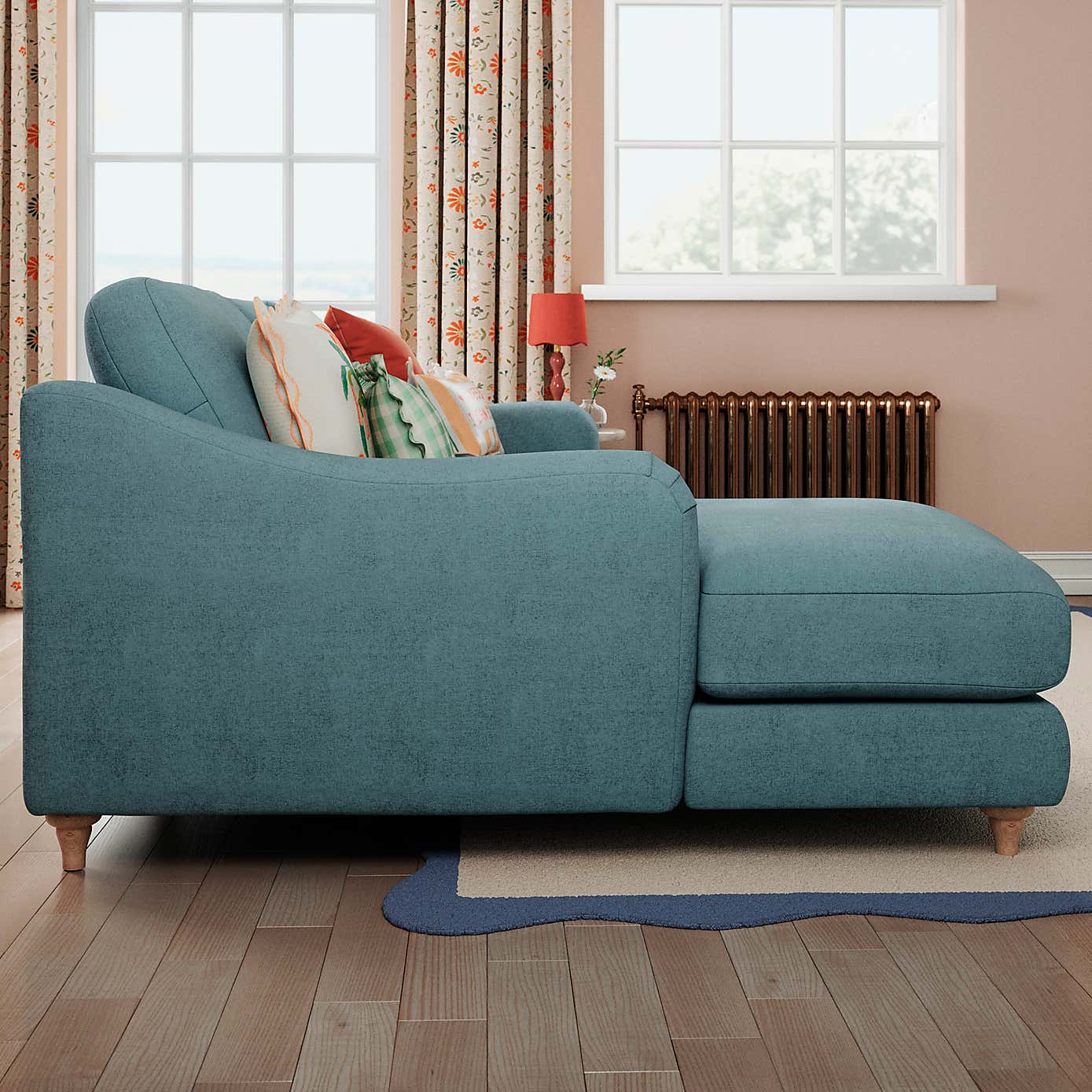 Hattie Tonal Plush Chenille Corner Chaise Sofa