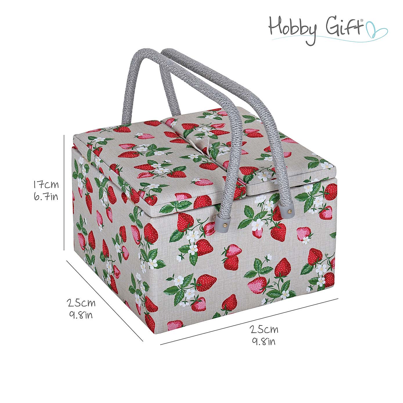 Hobby Gift Strawberry Greenhouse Square TwinLid Sewing Basket