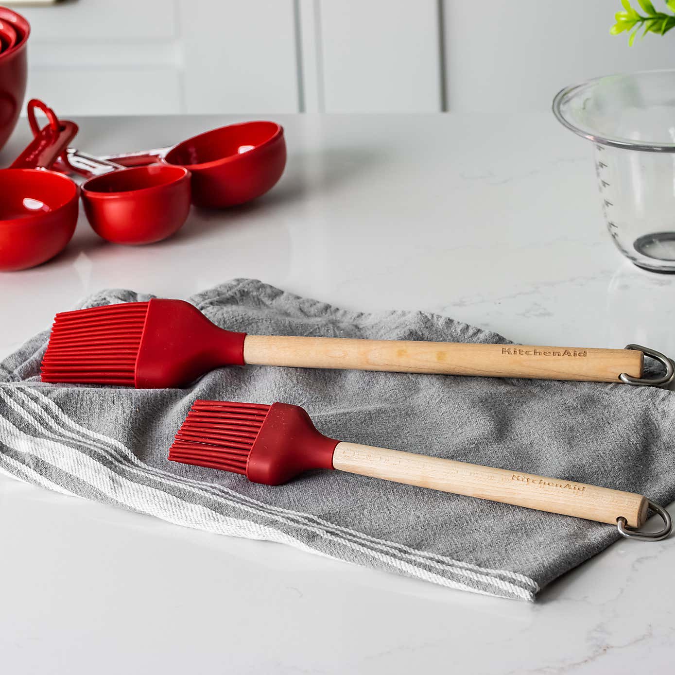 KitchenAid Birchwood & Red Silicone Basting Brush