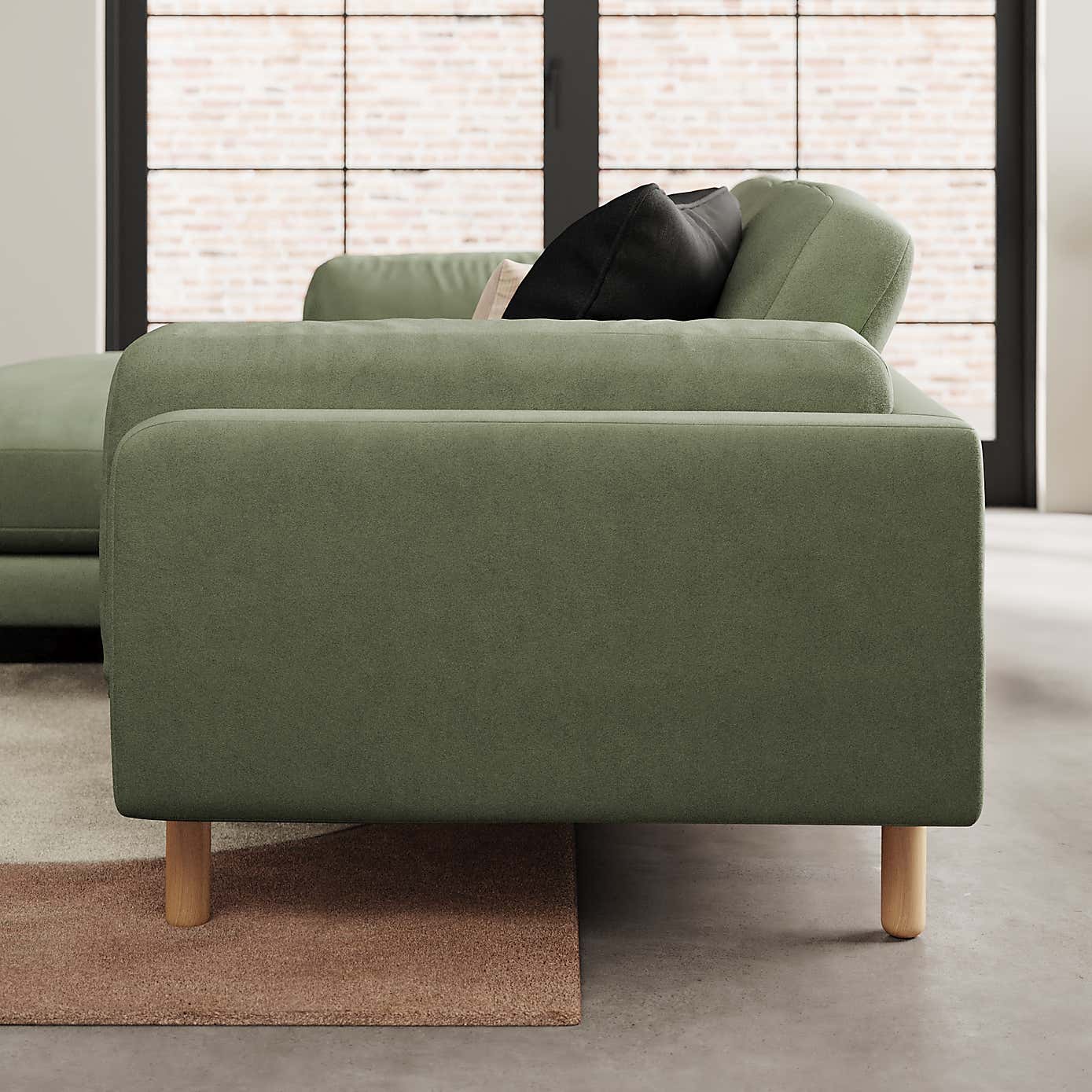 Newton Matte Plush Velvet Corner Chaise Sofa