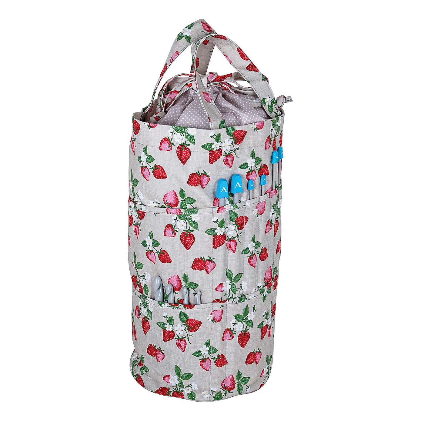 Hobby Gift Strawberry Greenhouse Drawstring Knitting Bag