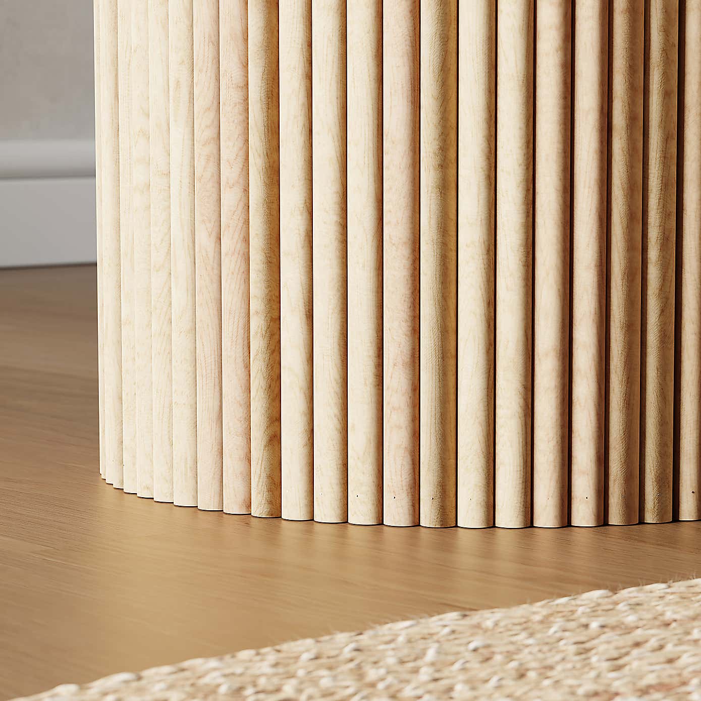 Fluted Wooden Storage Footstool