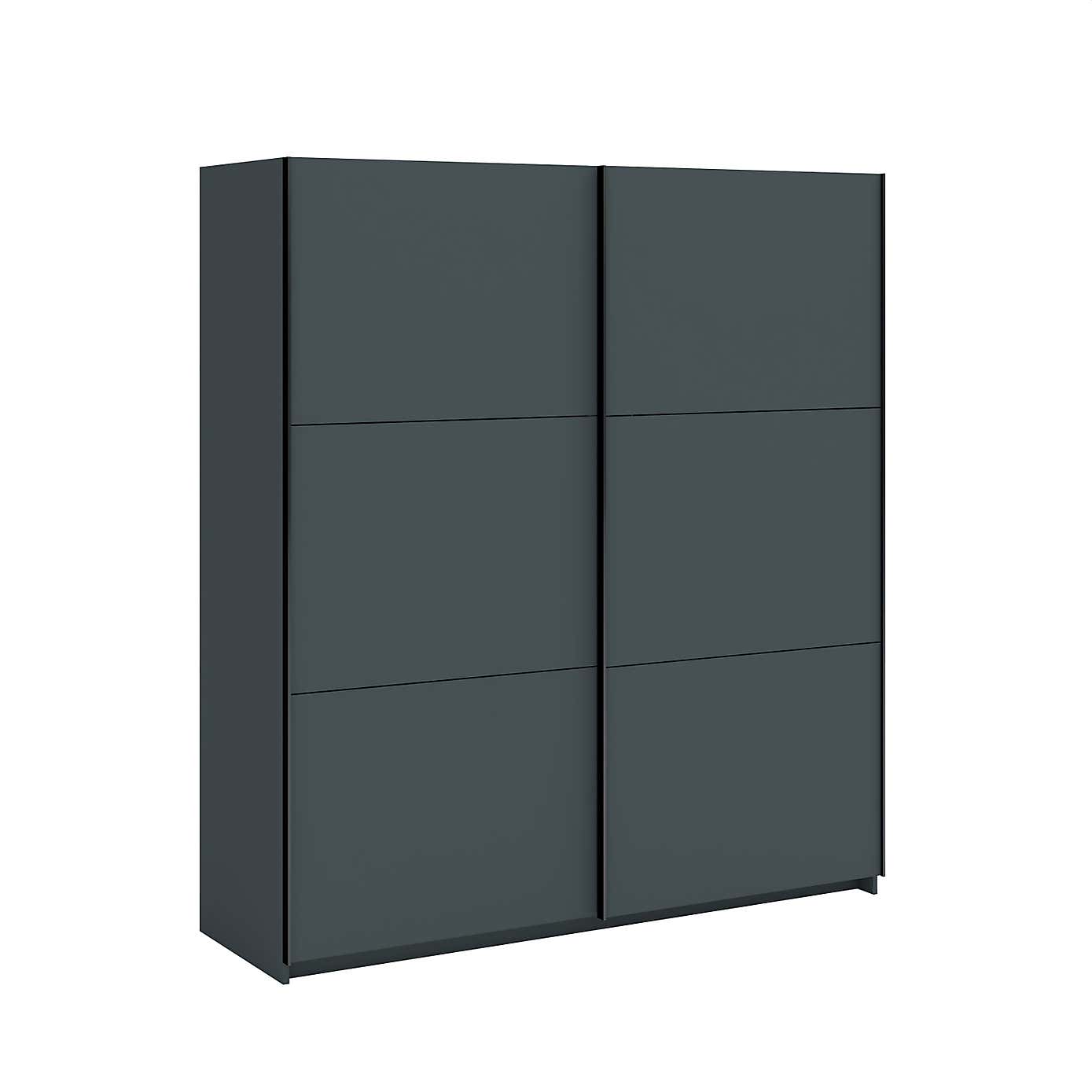 Norland Anthracite 2 Door Sliding Full Mirrored Wardrobe