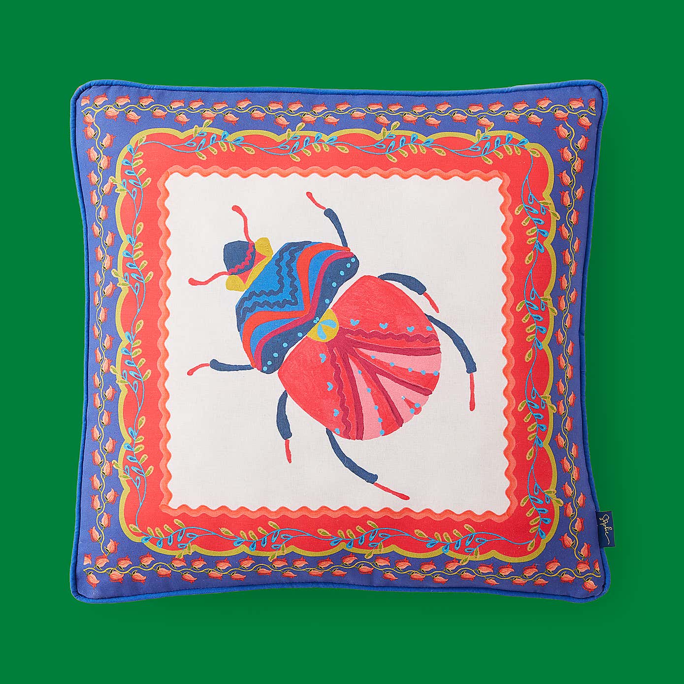 Sophie Robinson Gem Beetle Outdoor Boxed Square Cushion