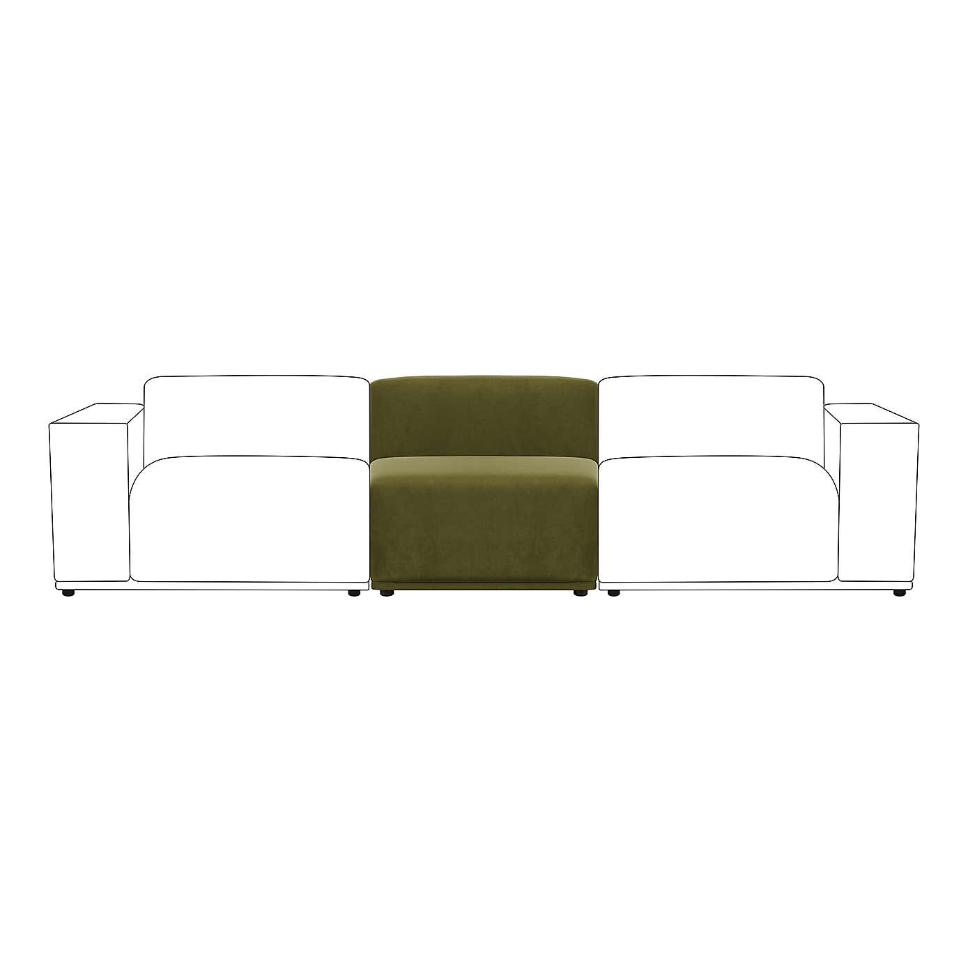 Modular Cruz Velvet Armless Seat